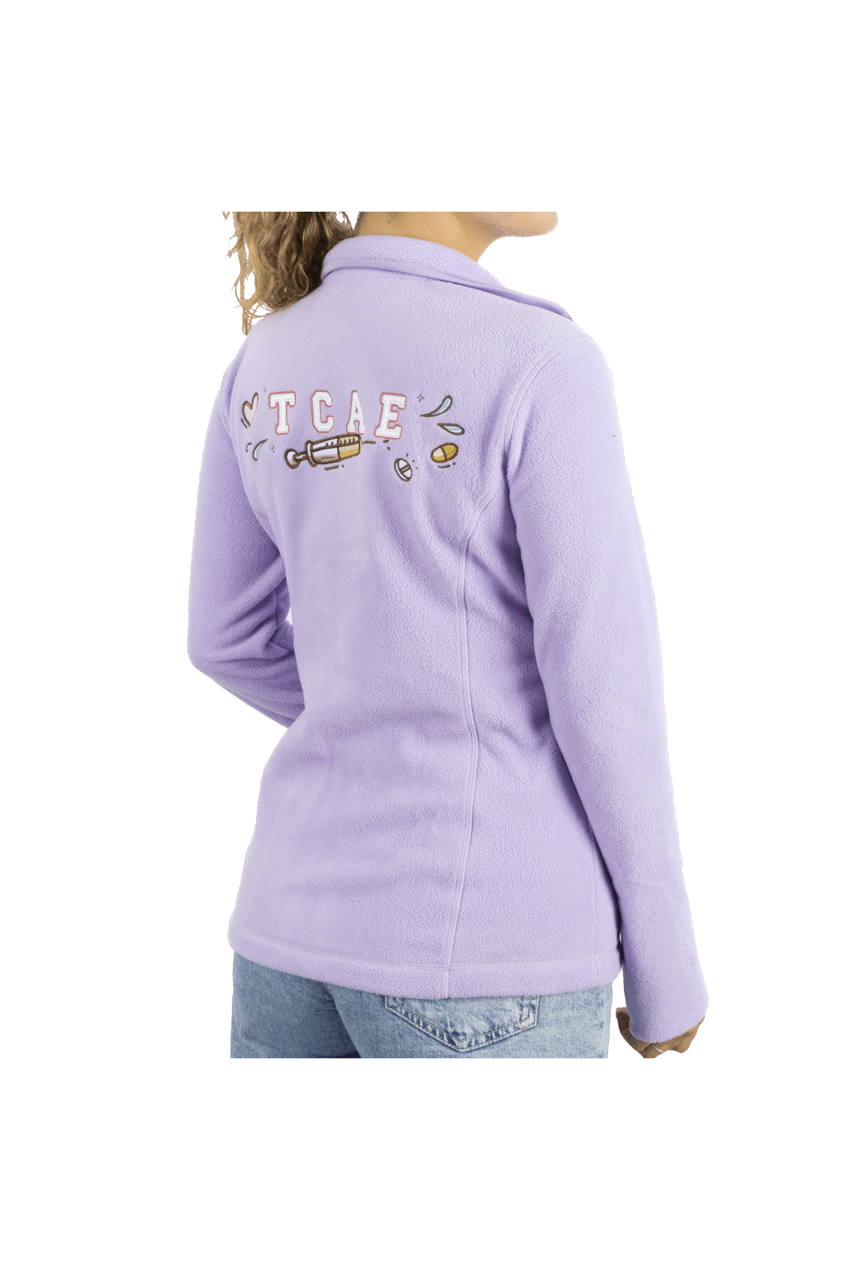 Personalized Women's Fleece Scrub Top – Lavender with Embroidery-1