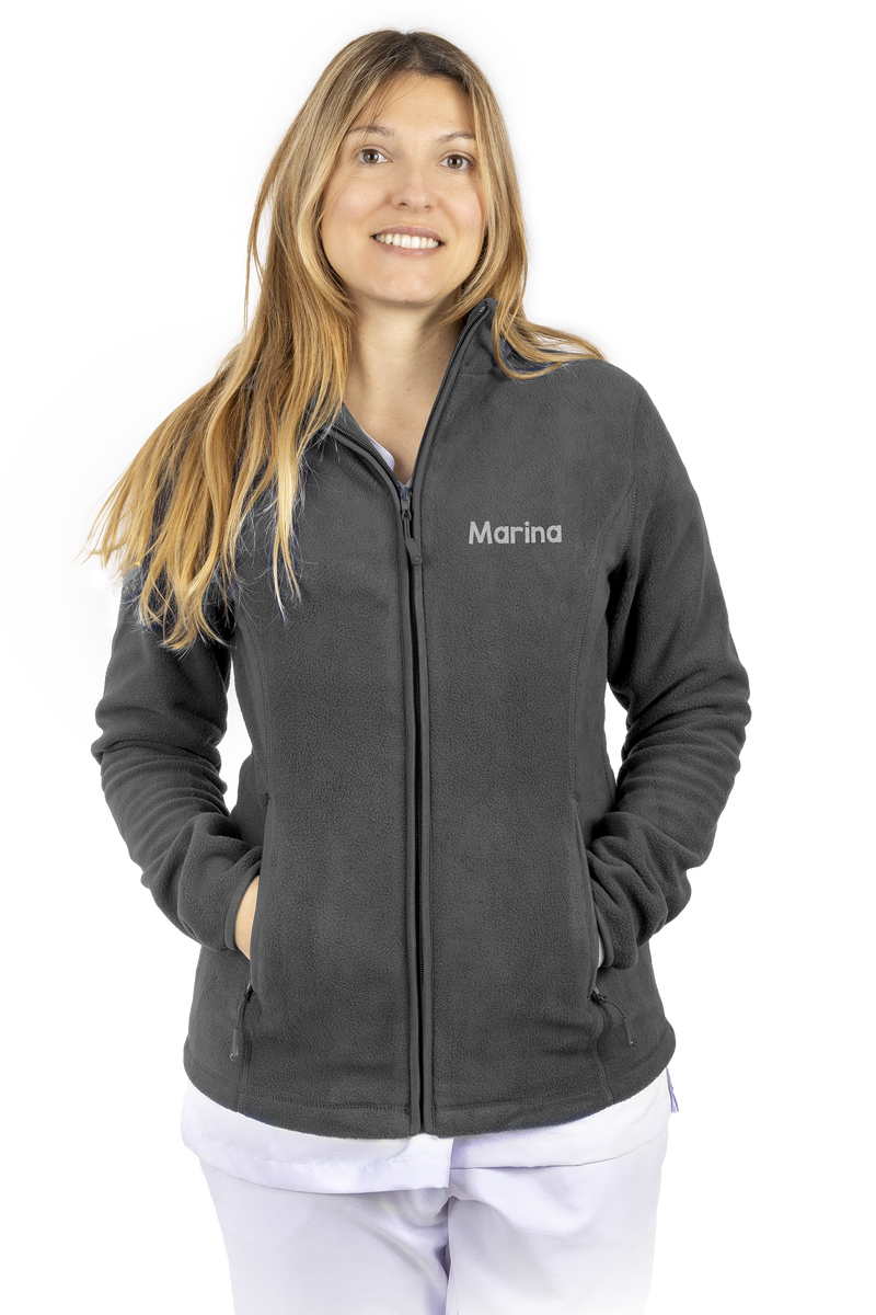 Forro Polar Sanitario Mujer Personalizado – Color Gris Veterinario-zoom-