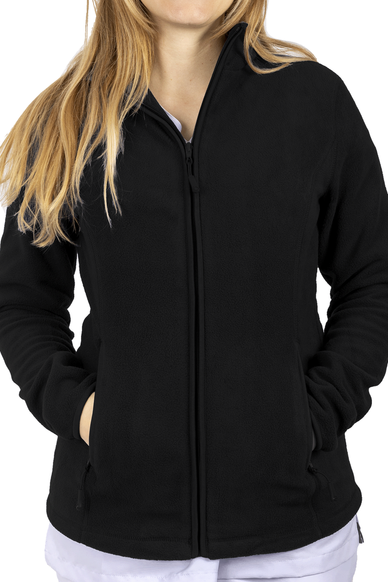 Personalized Women's Fleece Bathrobe – Black-zoom-