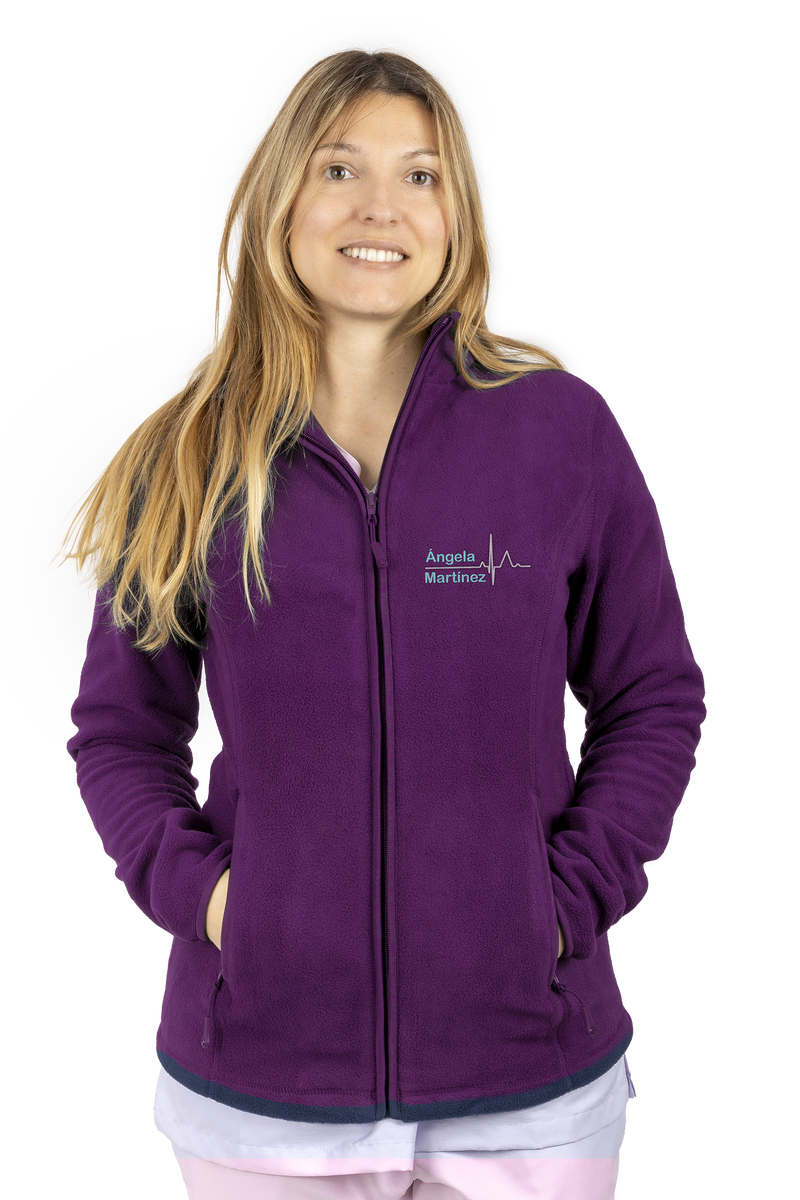 Forro Polar Sanitario Mujer Personalizado – Púrpura con bordado Dentista-zoom-