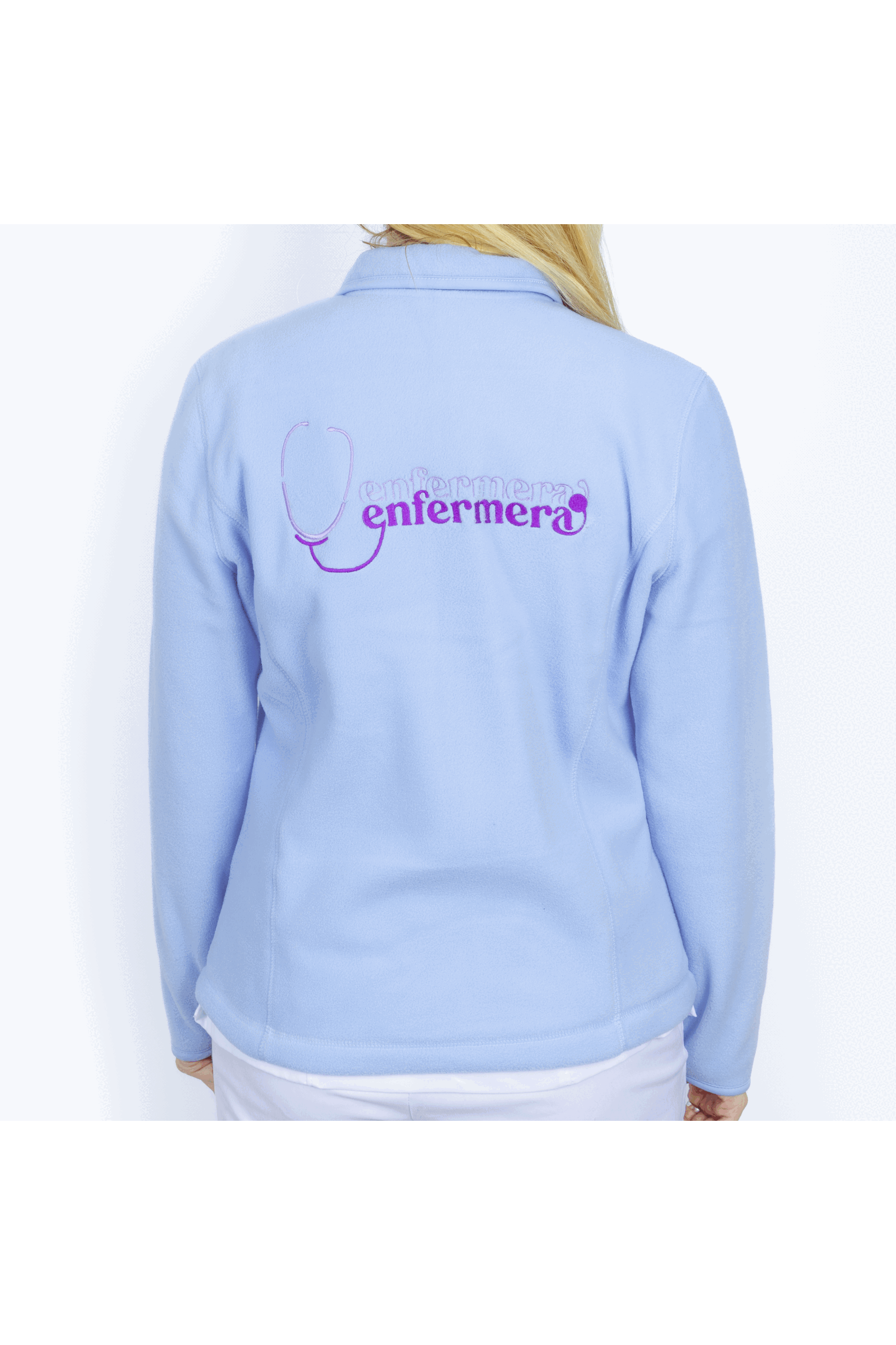 Women's Fleece Scrub Top with Personalized Embroidery - Sweet Blue-4