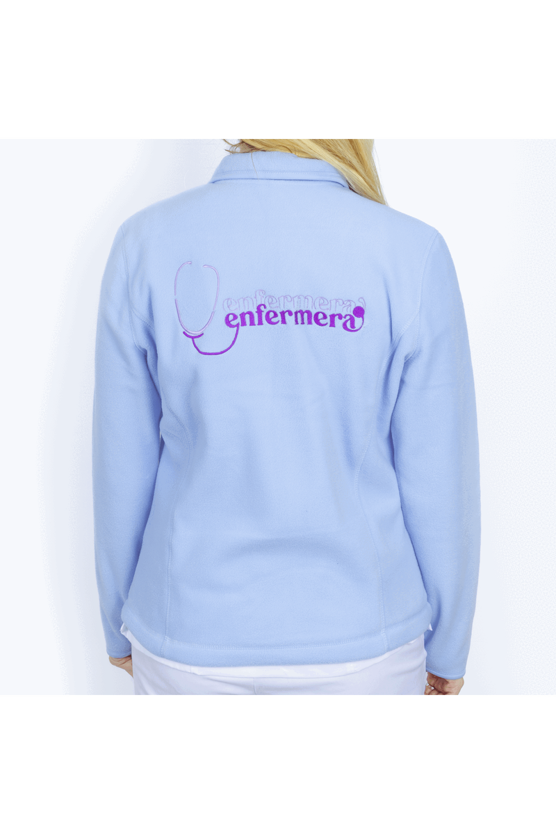 Women's Fleece Scrub Top with Personalized Embroidery - Sweet Blue-zoom-