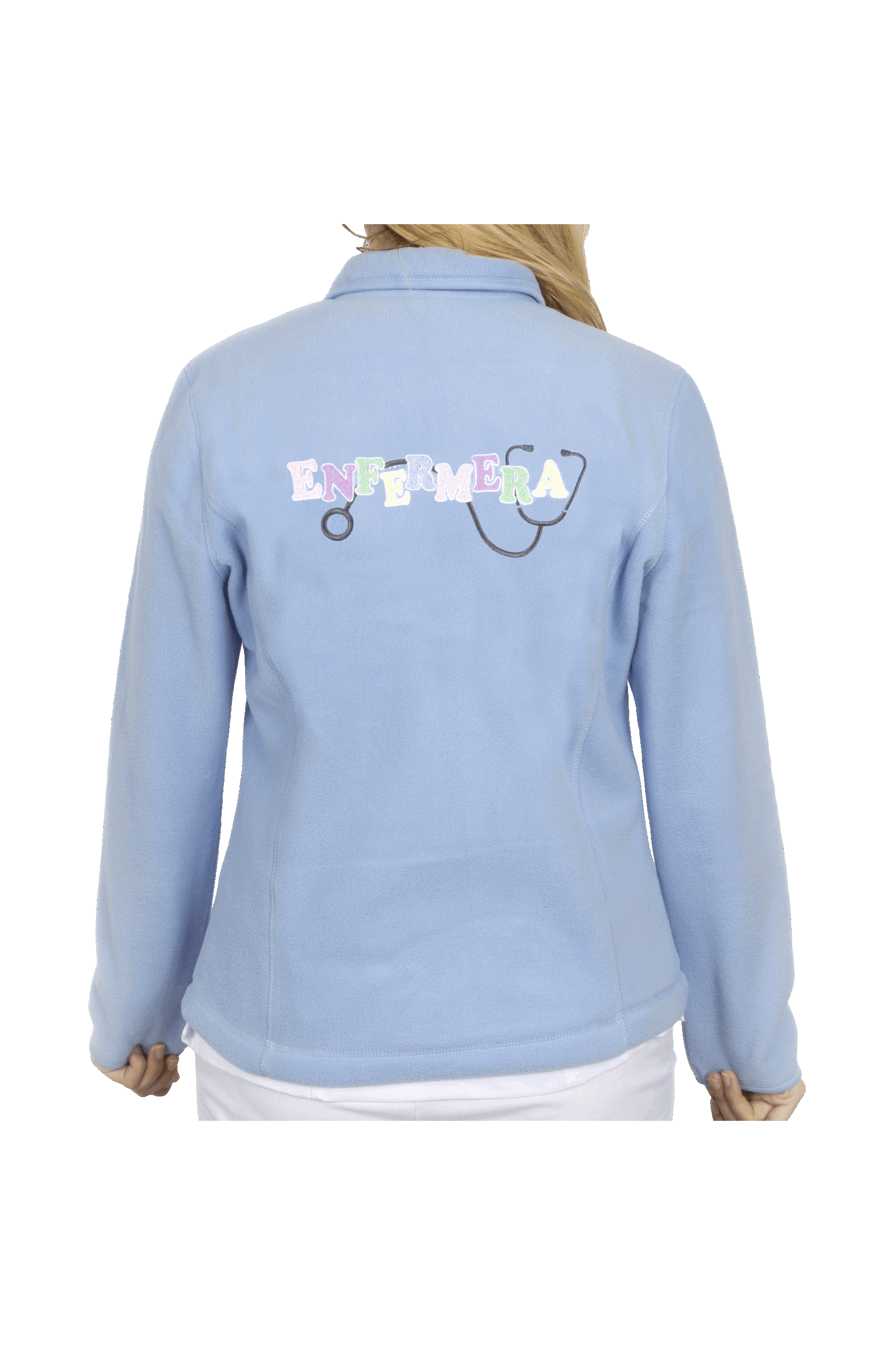 Women's Fleece Scrub Top with Personalized Embroidery - Sweet Blue-zoom-3