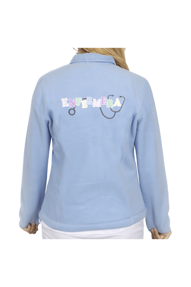 Women's Fleece Scrub Top with Personalized Embroidery - Sweet Blue-zoom-