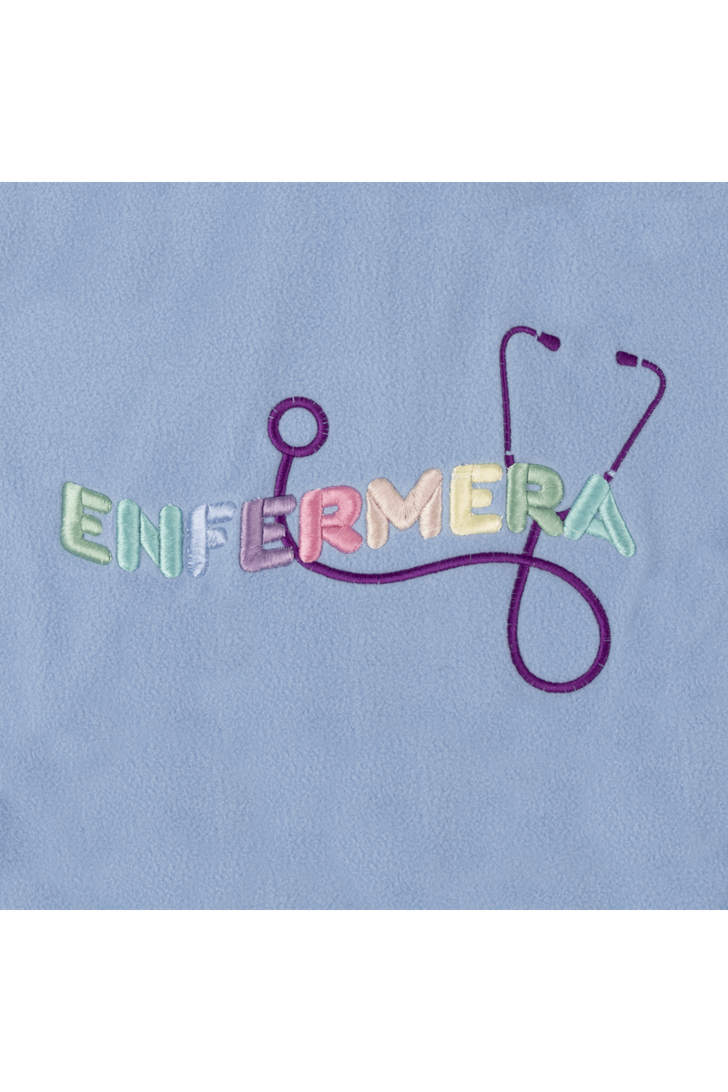 Women's Fleece Scrub Top with Personalized Embroidery - Sweet Blue-zoom-