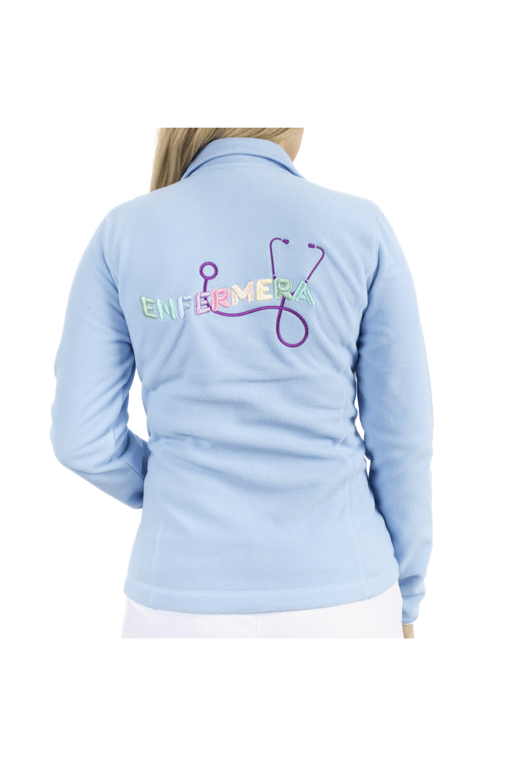 Women's Fleece Scrub Top with Personalized Embroidery - Sweet Blue-zoom-2