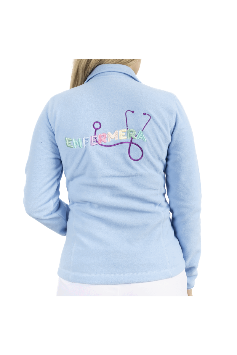 Women's Fleece Scrub Top with Personalized Embroidery - Sweet Blue-zoom-