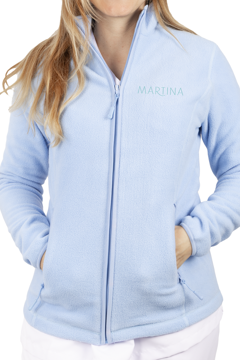 Women's Fleece Scrub Top with Personalized Embroidery - Sweet Blue-zoom-