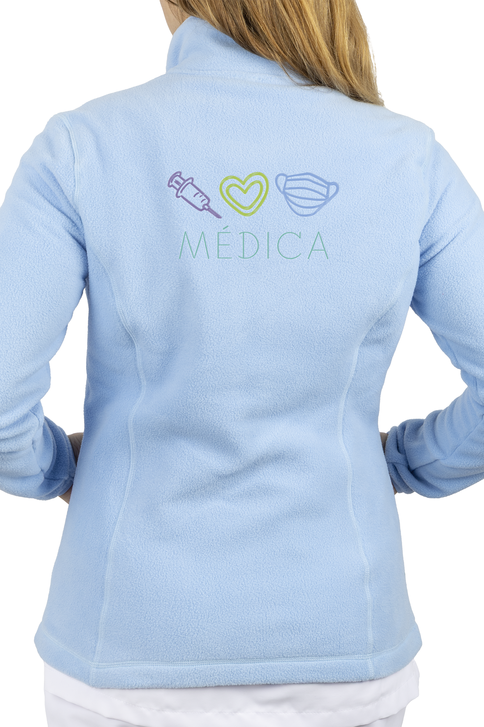 Women's Fleece Scrub Top with Personalized Embroidery - Sweet Blue-1