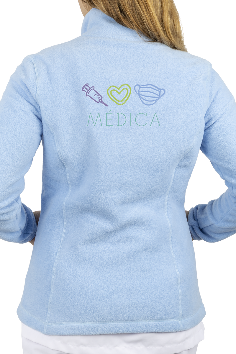 Women's Fleece Scrub Top with Personalized Embroidery - Sweet Blue-zoom-