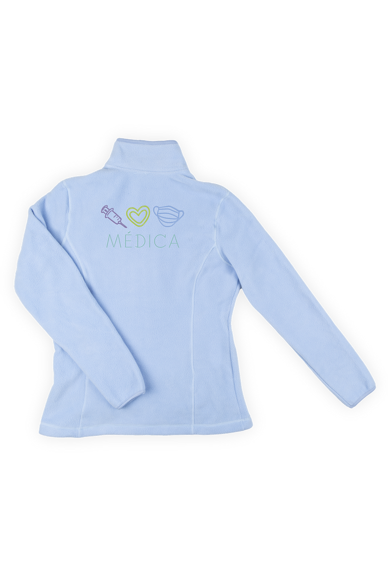 Women's Fleece Scrub Top with Personalized Embroidery - Sweet Blue-zoom-