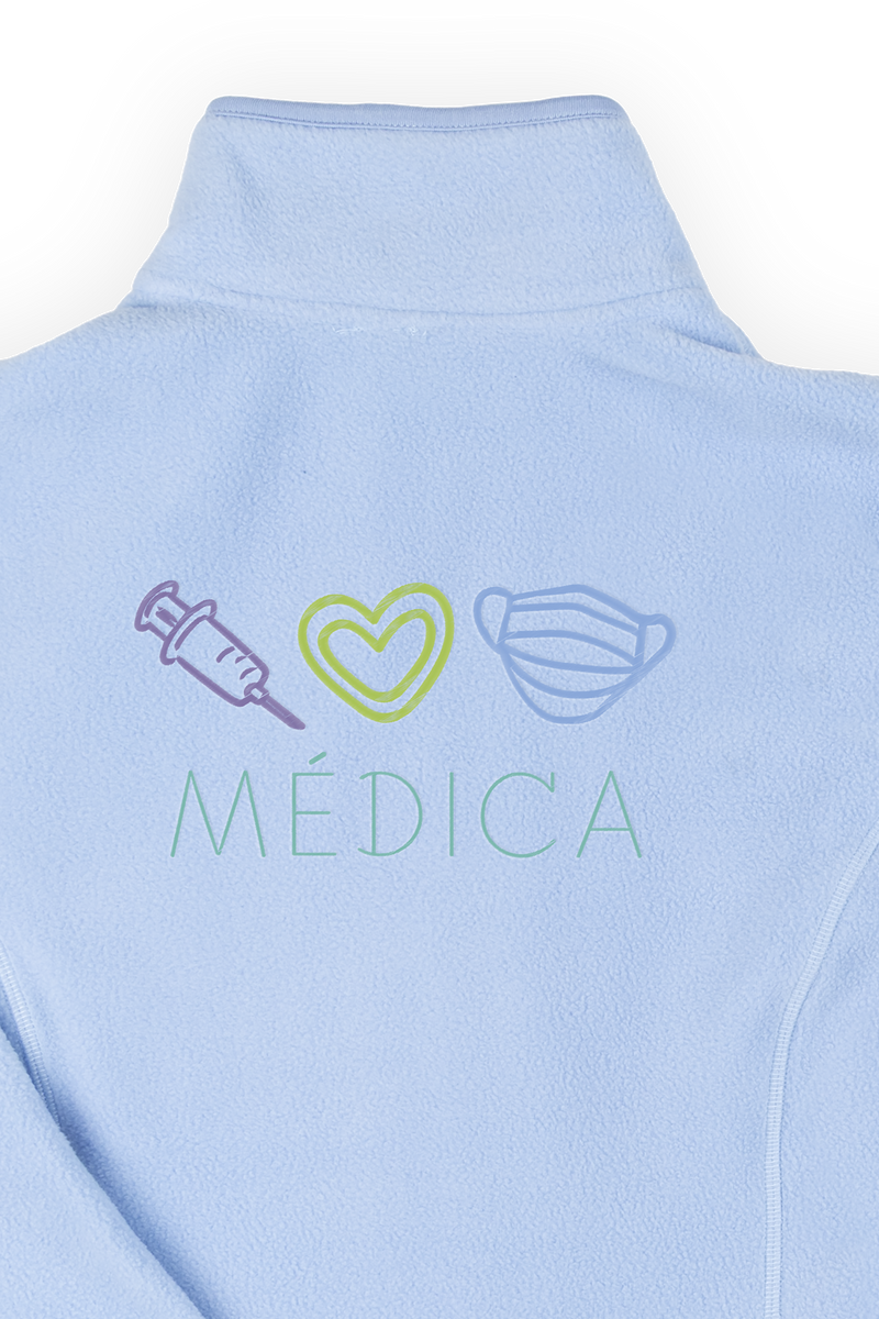 Women's Fleece Scrub Top with Personalized Embroidery - Sweet Blue-zoom-