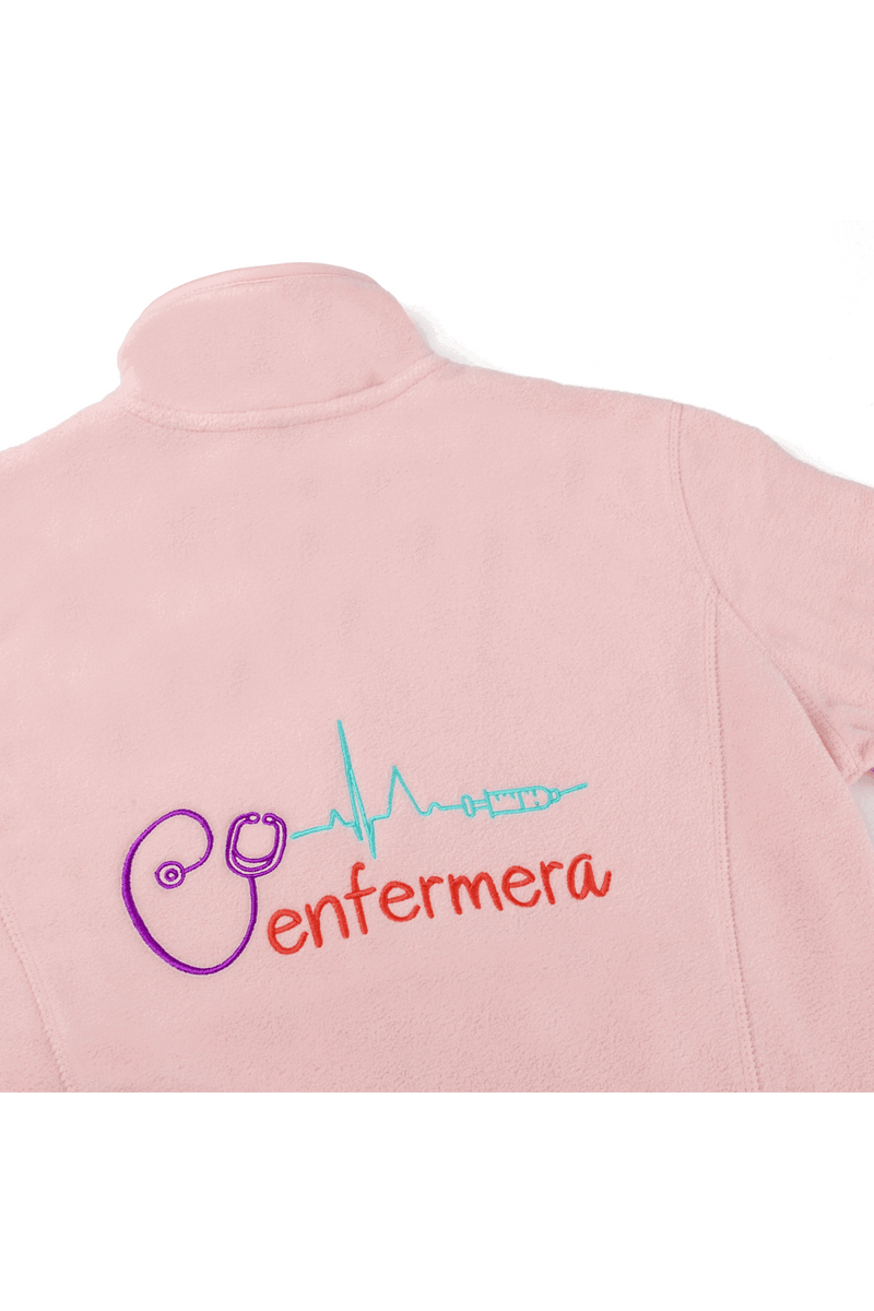 Personalized Women's Fleece Scrub Top – Sweet Pink-zoom-