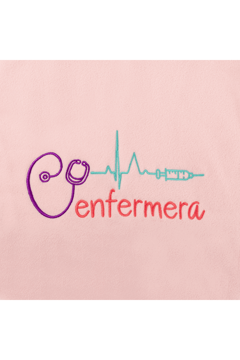 Personalized Women's Fleece Scrub Top – Sweet Pink-zoom-
