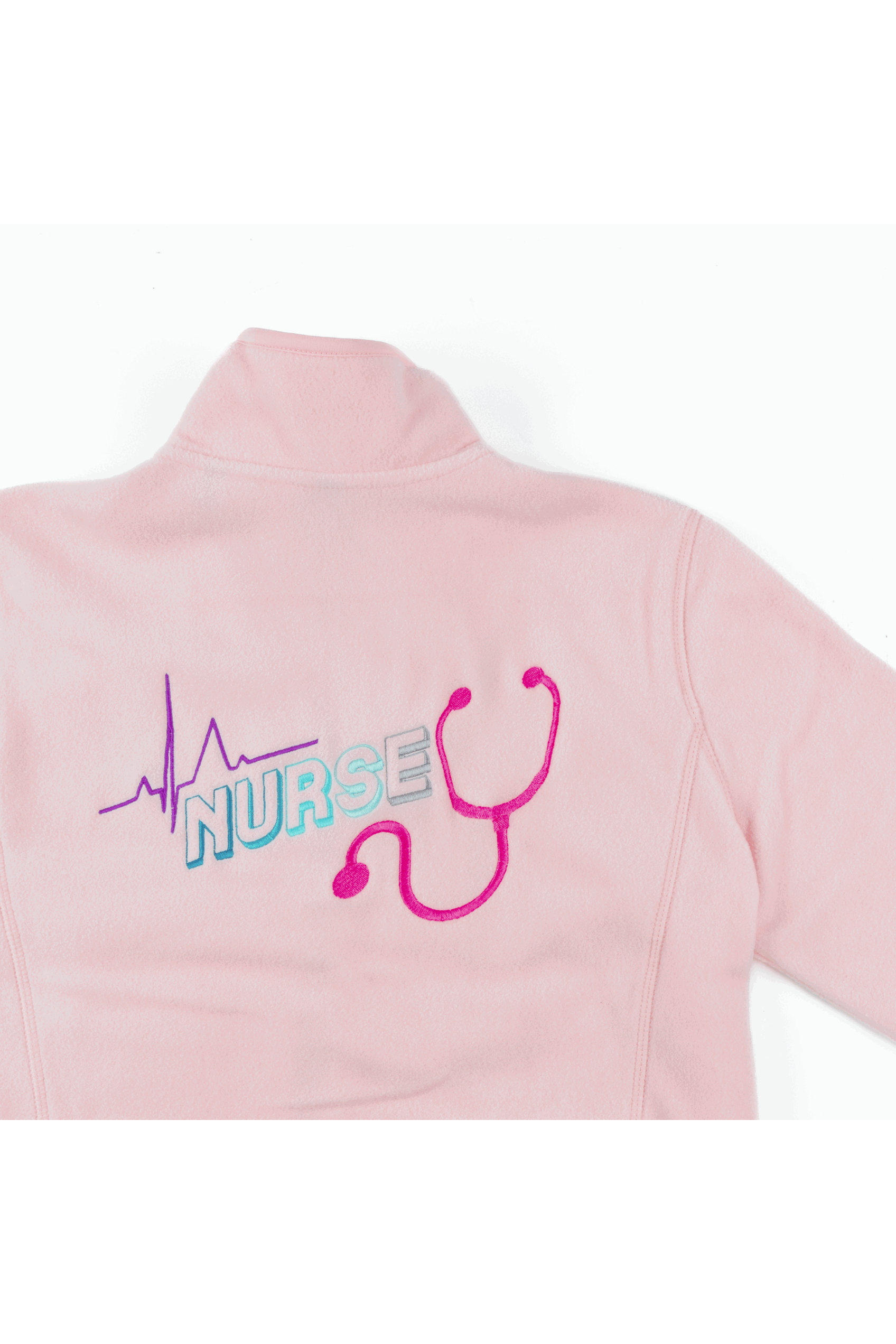 Personalized Women's Fleece Scrub Top – Sweet Pink-zoom-9
