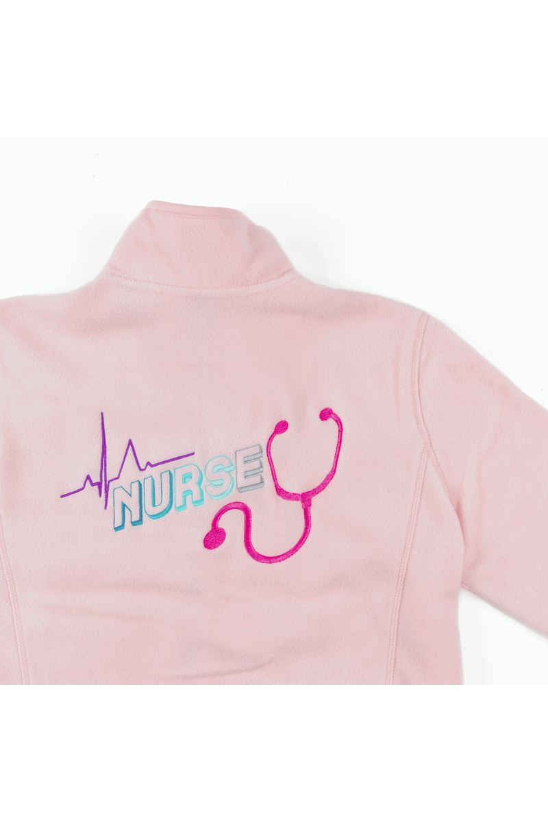 Personalized Women's Fleece Scrub Top – Sweet Pink-zoom-