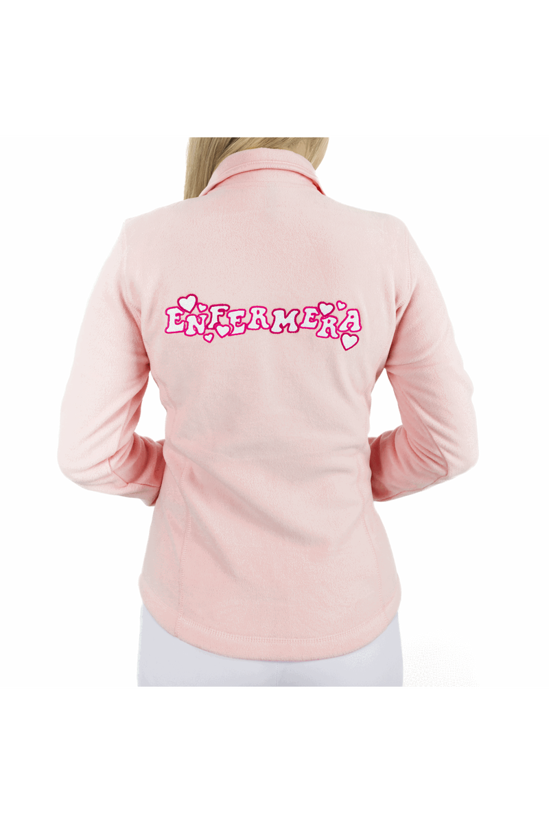Personalized Women's Fleece Scrub Top – Sweet Pink-zoom-