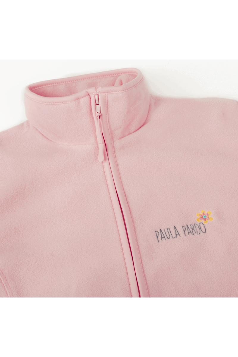 Personalized Women's Fleece Scrub Top – Sweet Pink-zoom-
