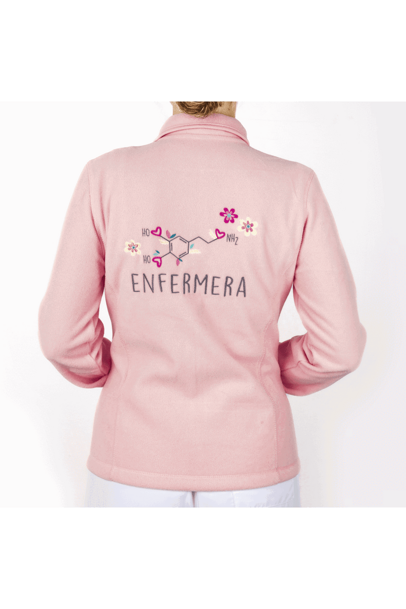 Personalized Women's Fleece Scrub Top – Sweet Pink-zoom-
