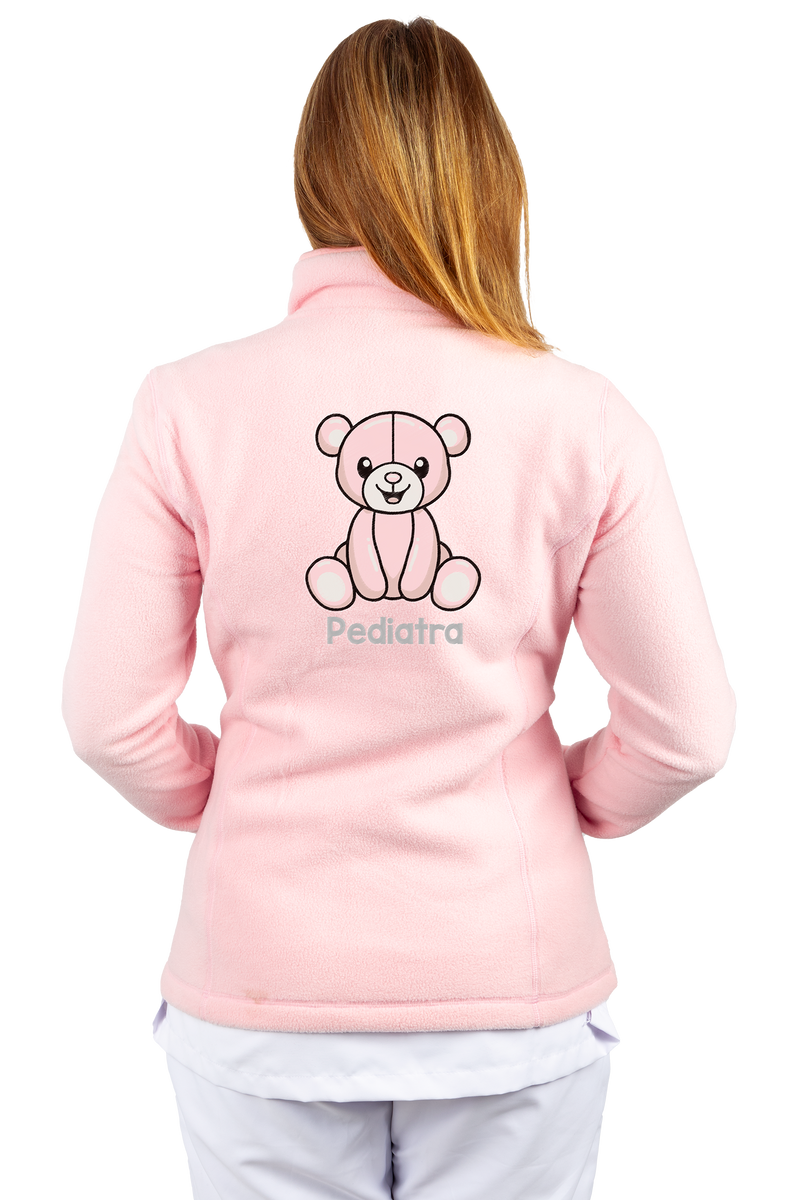 Personalized Women's Fleece Scrub Top – Sweet Pink-zoom-
