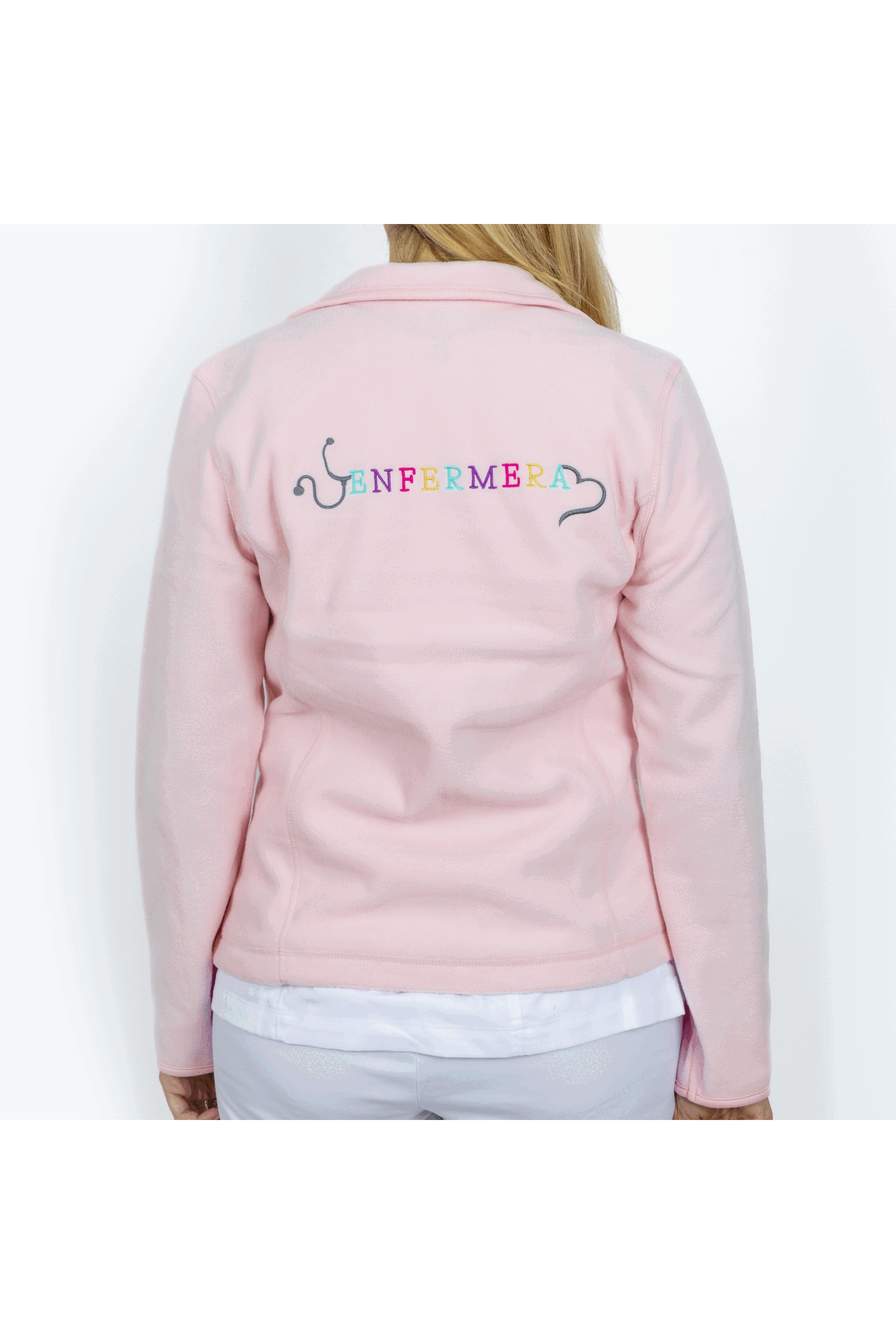 Personalized Women's Fleece Scrub Top – Sweet Pink-zoom-3