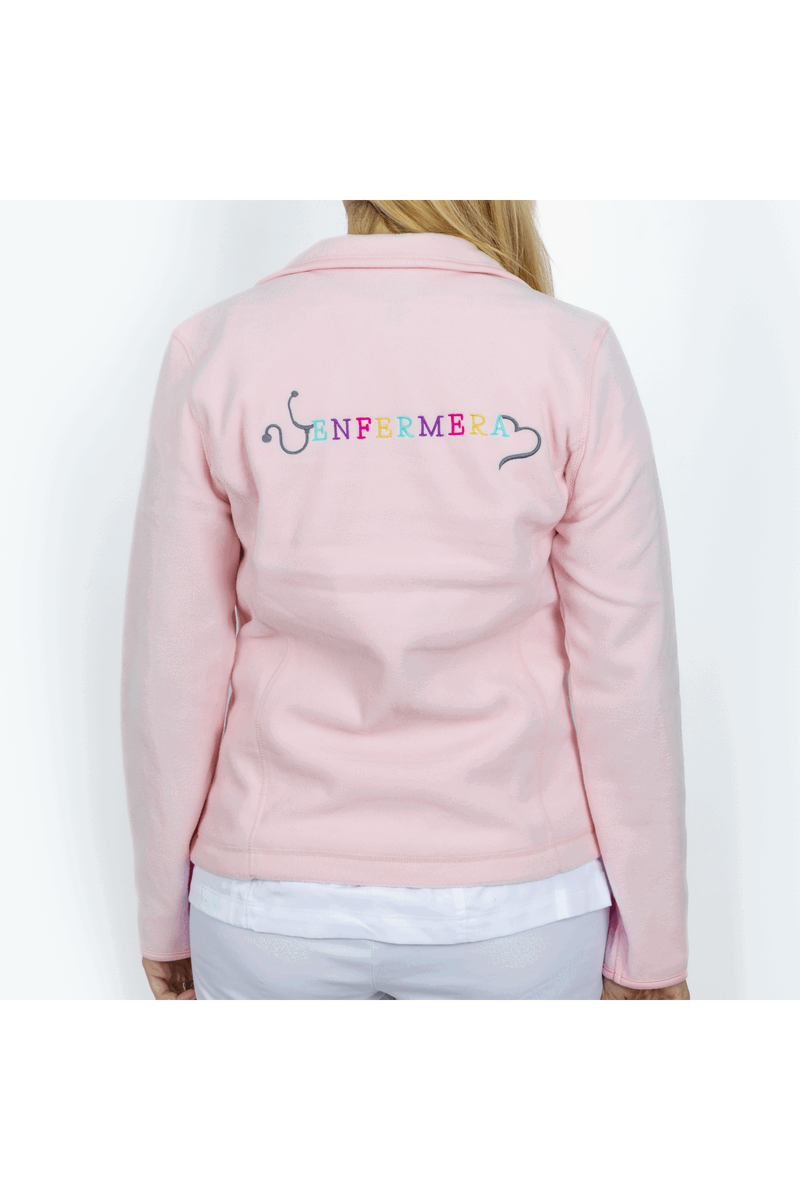 Personalized Women's Fleece Scrub Top – Sweet Pink-zoom-