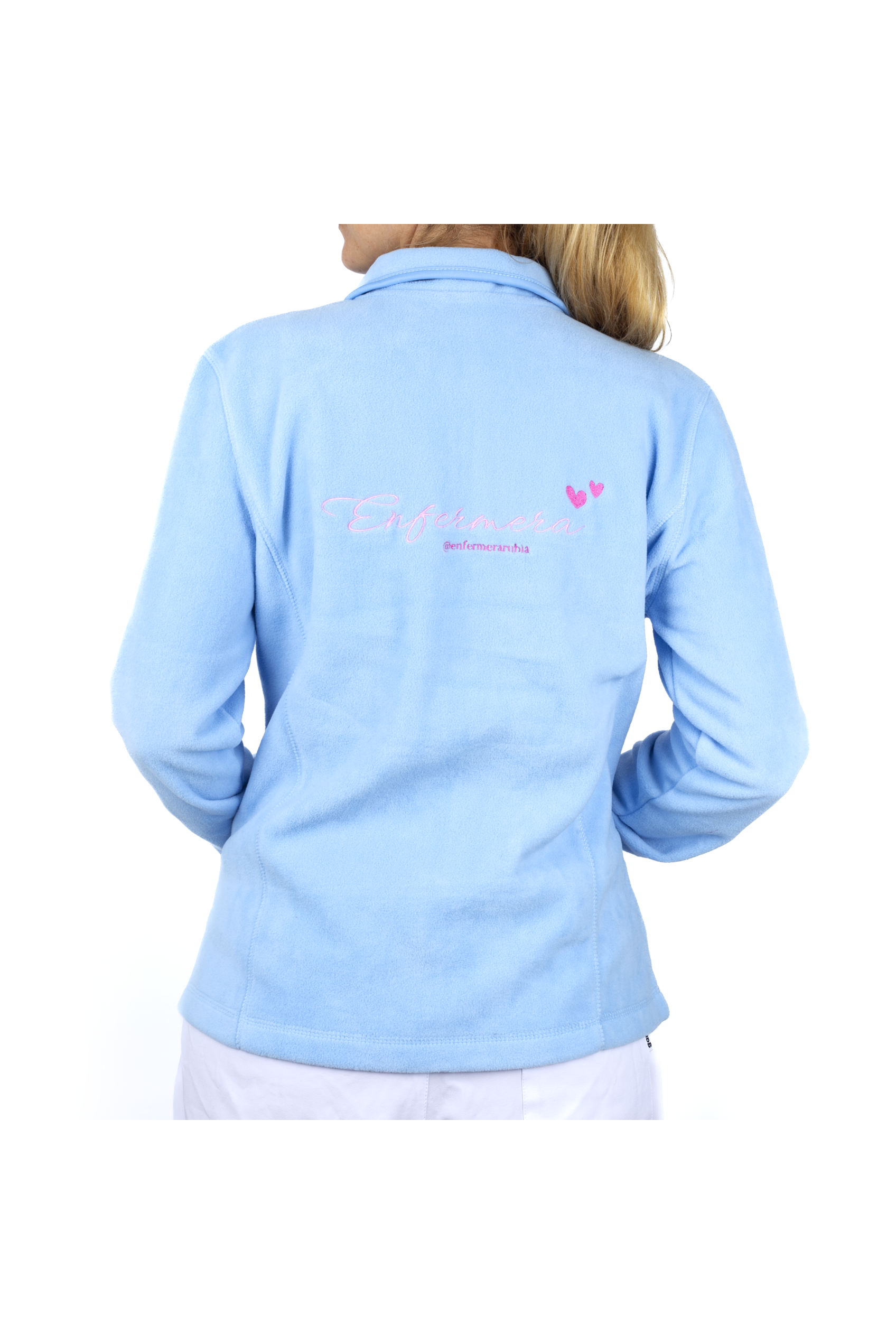 Women's Fleece Scrub Top with Personalized Embroidery - Sweet Blue-zoom-3