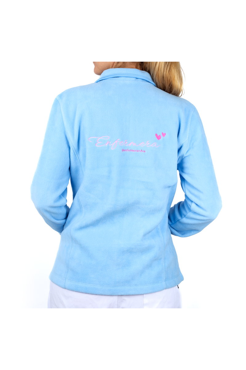Women's Fleece Scrub Top with Personalized Embroidery - Sweet Blue-zoom-