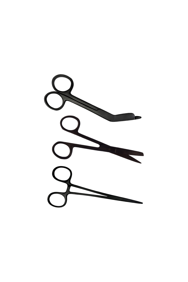 Kit para Estudiantes de Enfermería Duovitec – Fonendoscopio, Linterna y Tijeras Negro Mate-zoom-