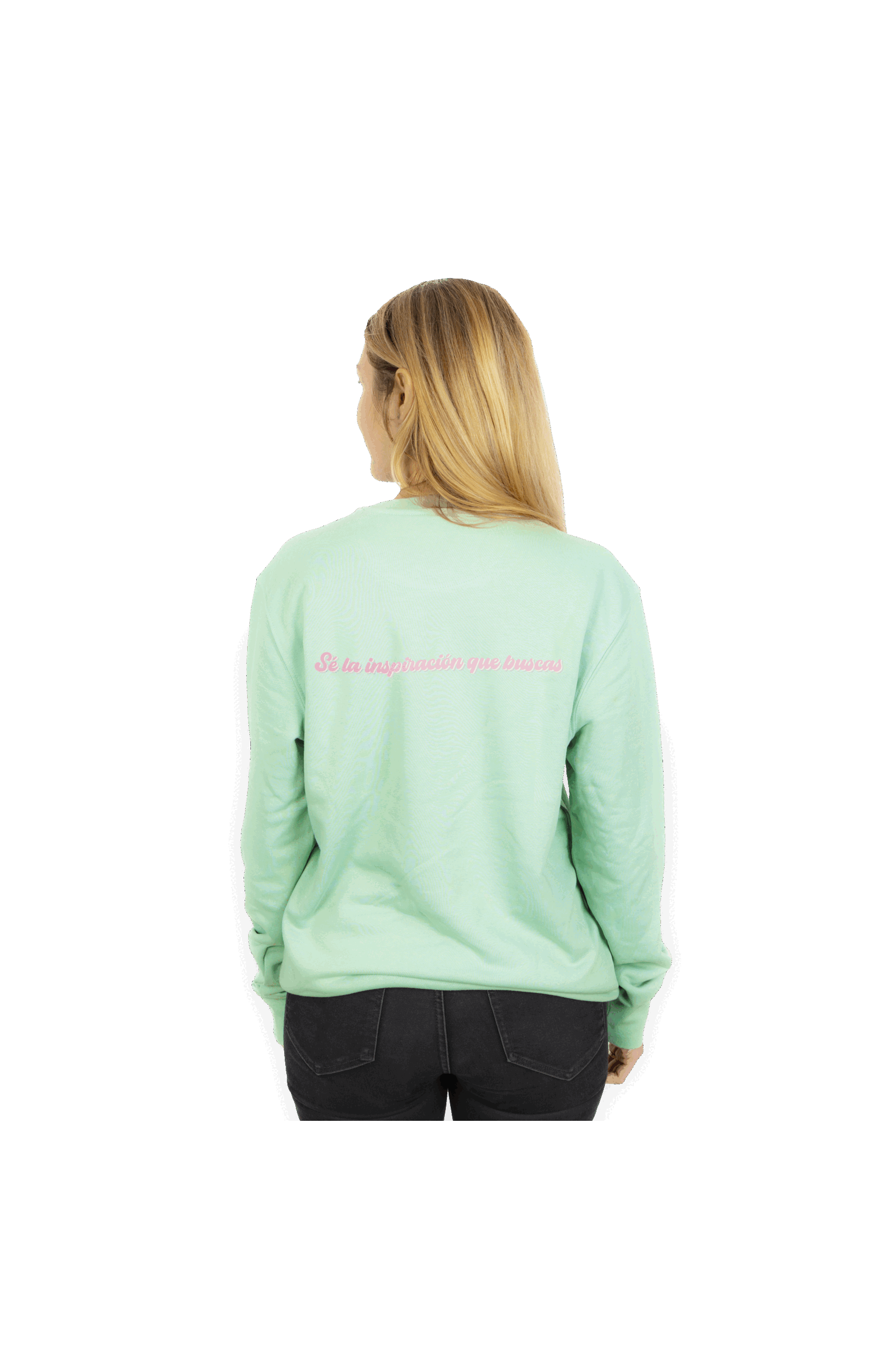 Sudadera menta estampado sanitario