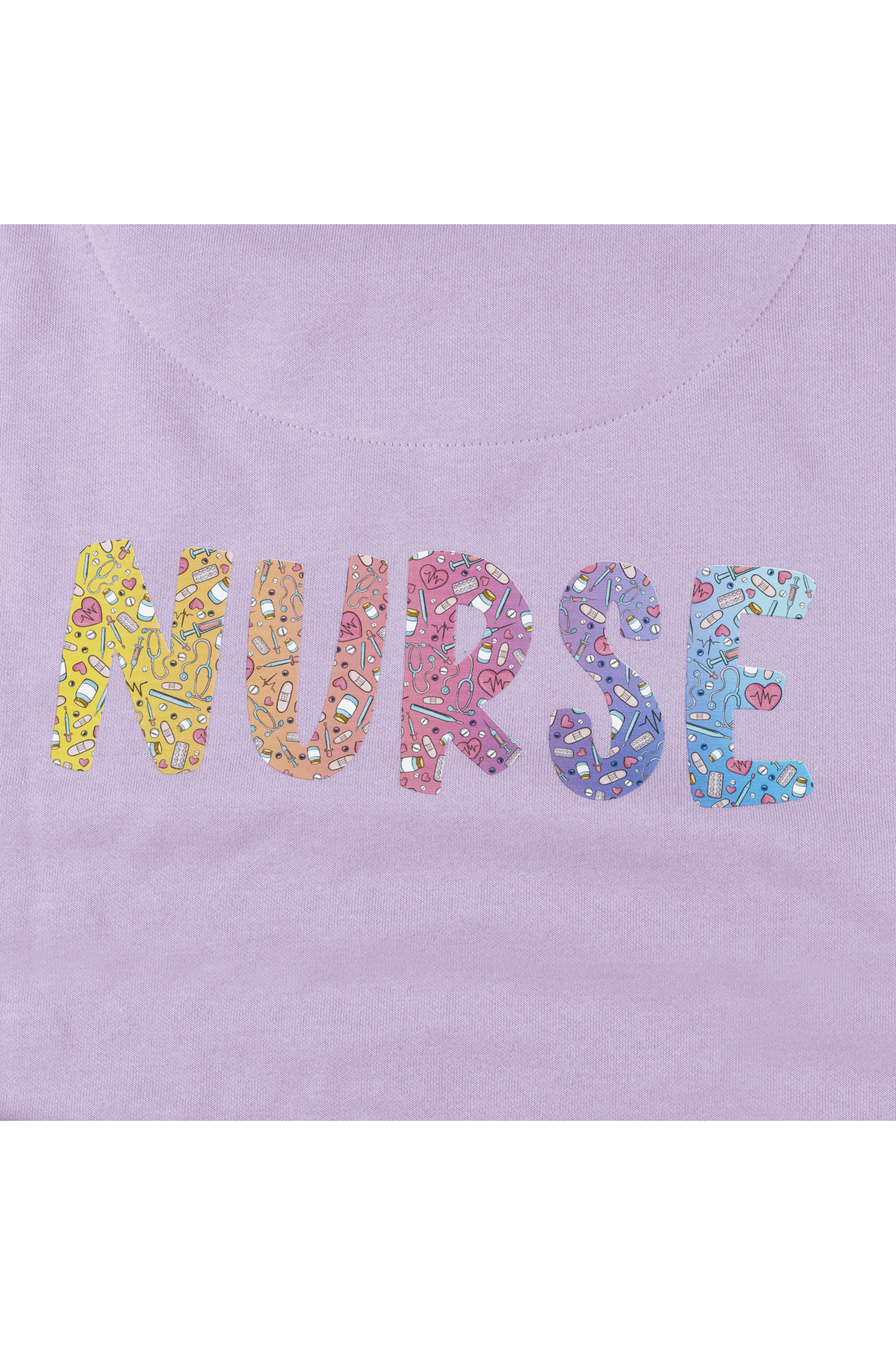 Lavender sweatshirt with a medical print.-zoom-4