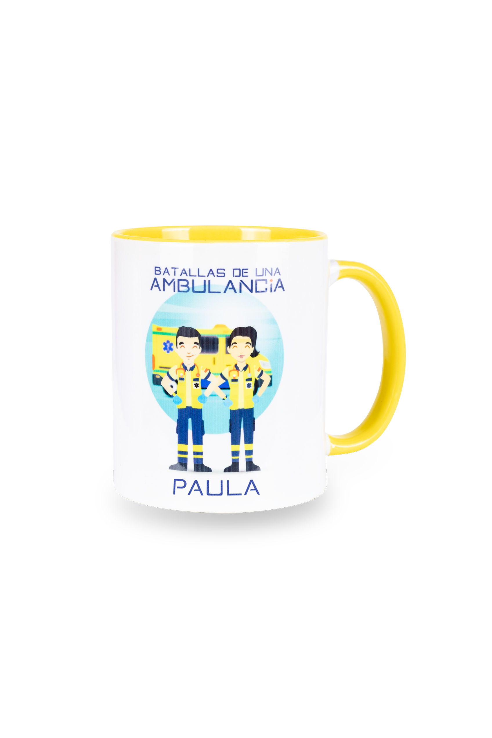 Customizable yellow ceramic mug - Battles of an ambulance-zoom-1