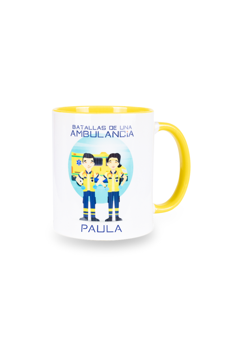 Customizable yellow ceramic mug - Battles of an ambulance-zoom-