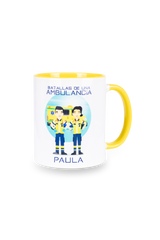 Caneca cerâmica personalizável amarela - Batalhas de uma ambulância