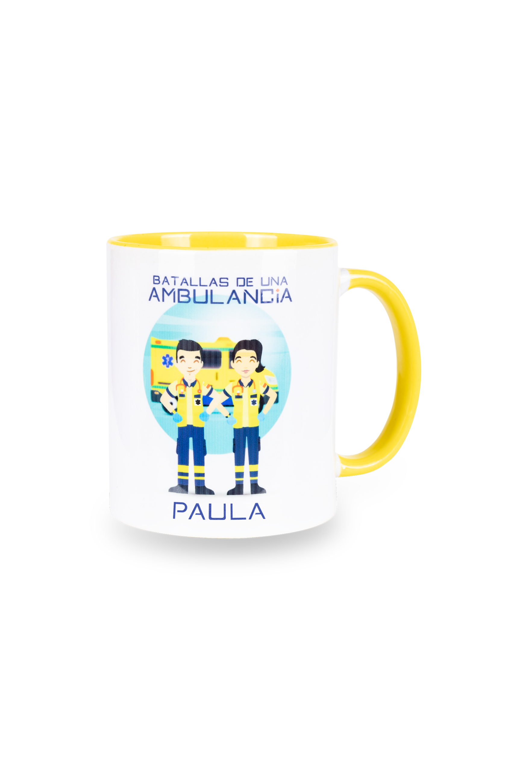 Caneca cerâmica personalizável amarela - Batalhas de uma ambulância-zoom-1