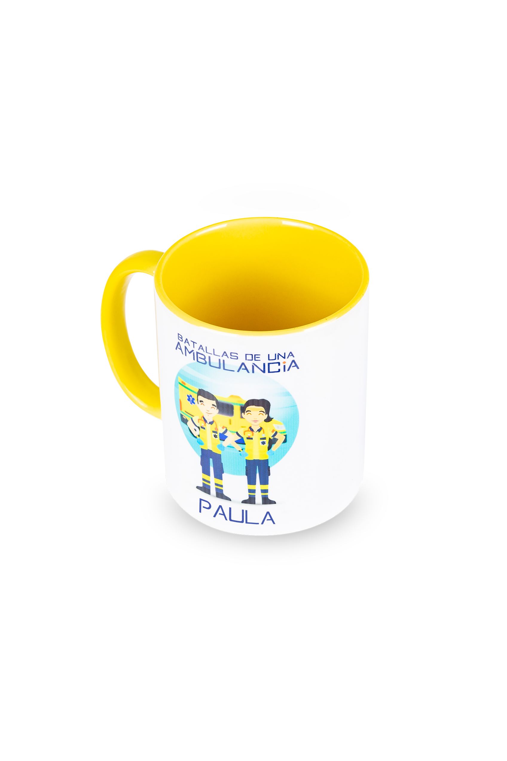 Customizable yellow ceramic mug - Battles of an ambulance-3