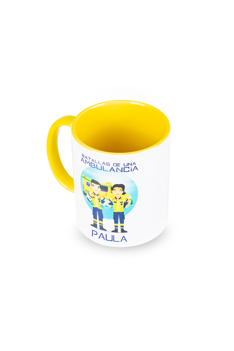Customizable yellow ceramic mug - Battles of an ambulance-zoom-