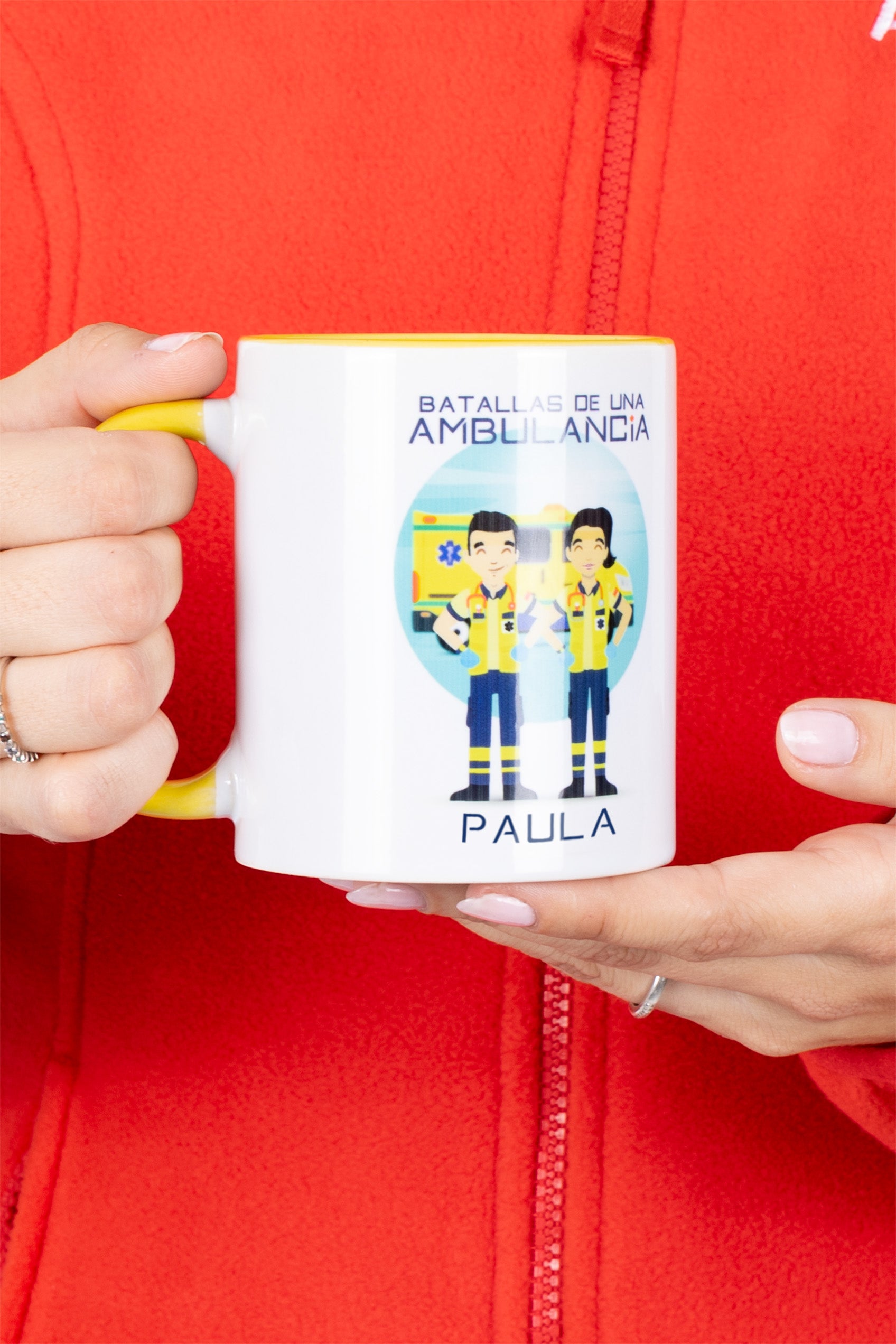 Taza cerámica personalizable amarillo - Batallas de una ambulancia