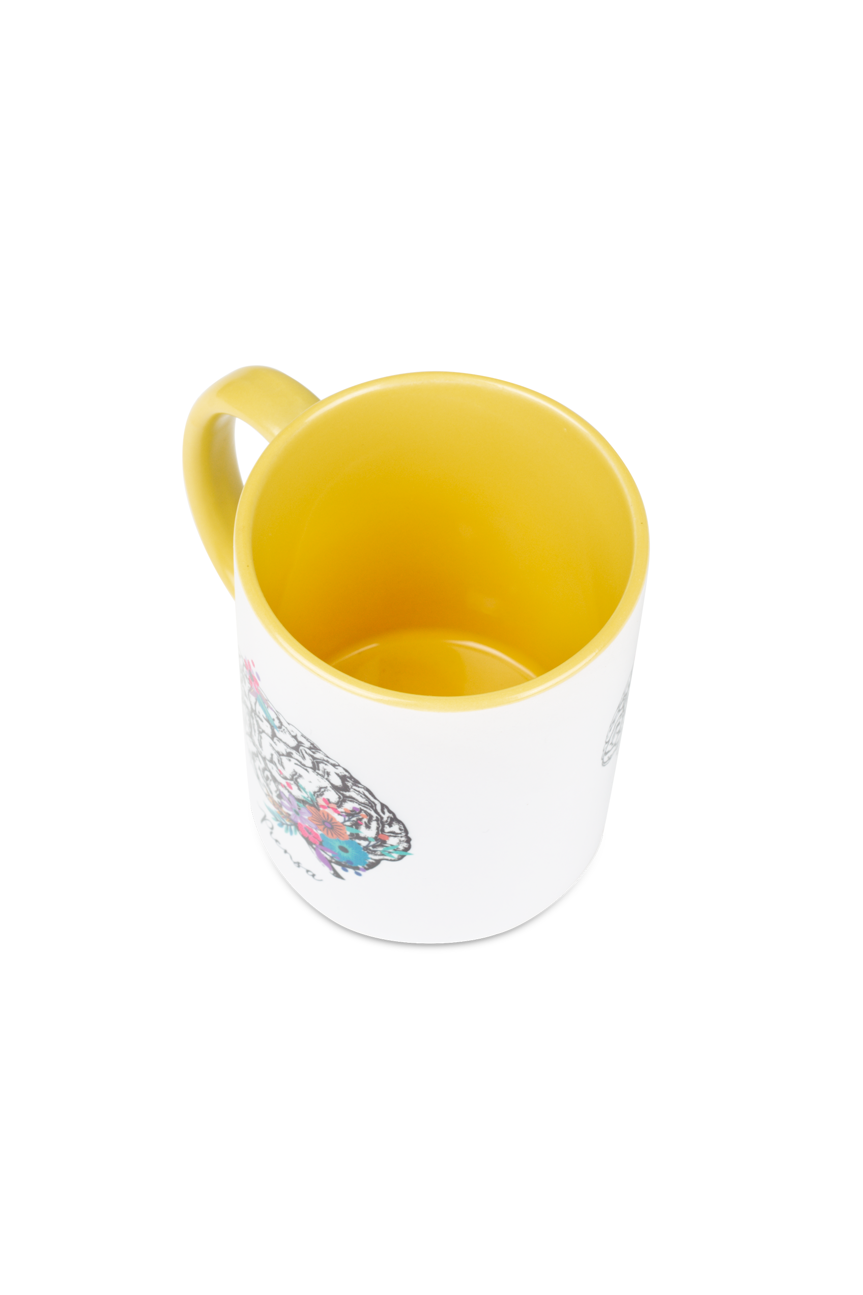 Yellow ceramic mug - brain-4