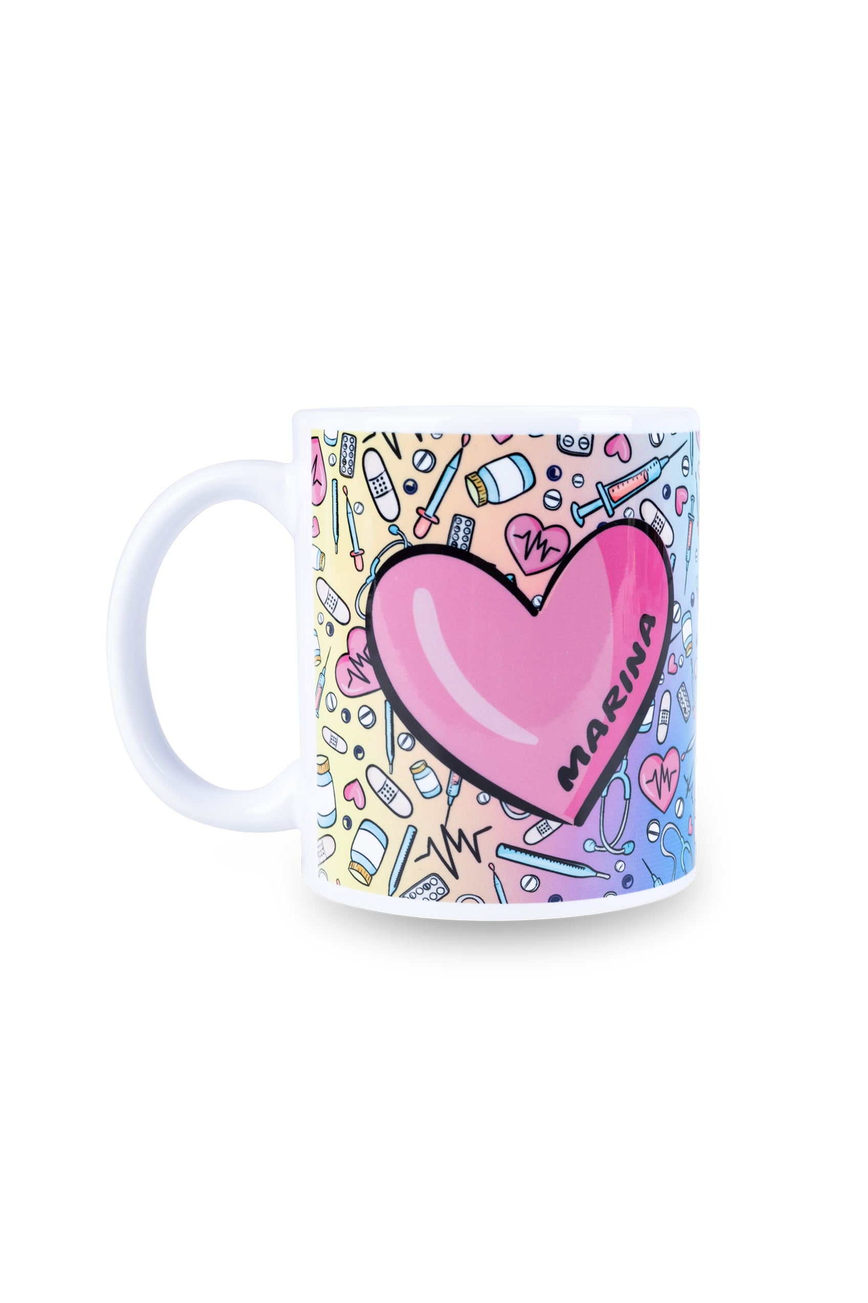 White ceramic mug - Colorful-1
