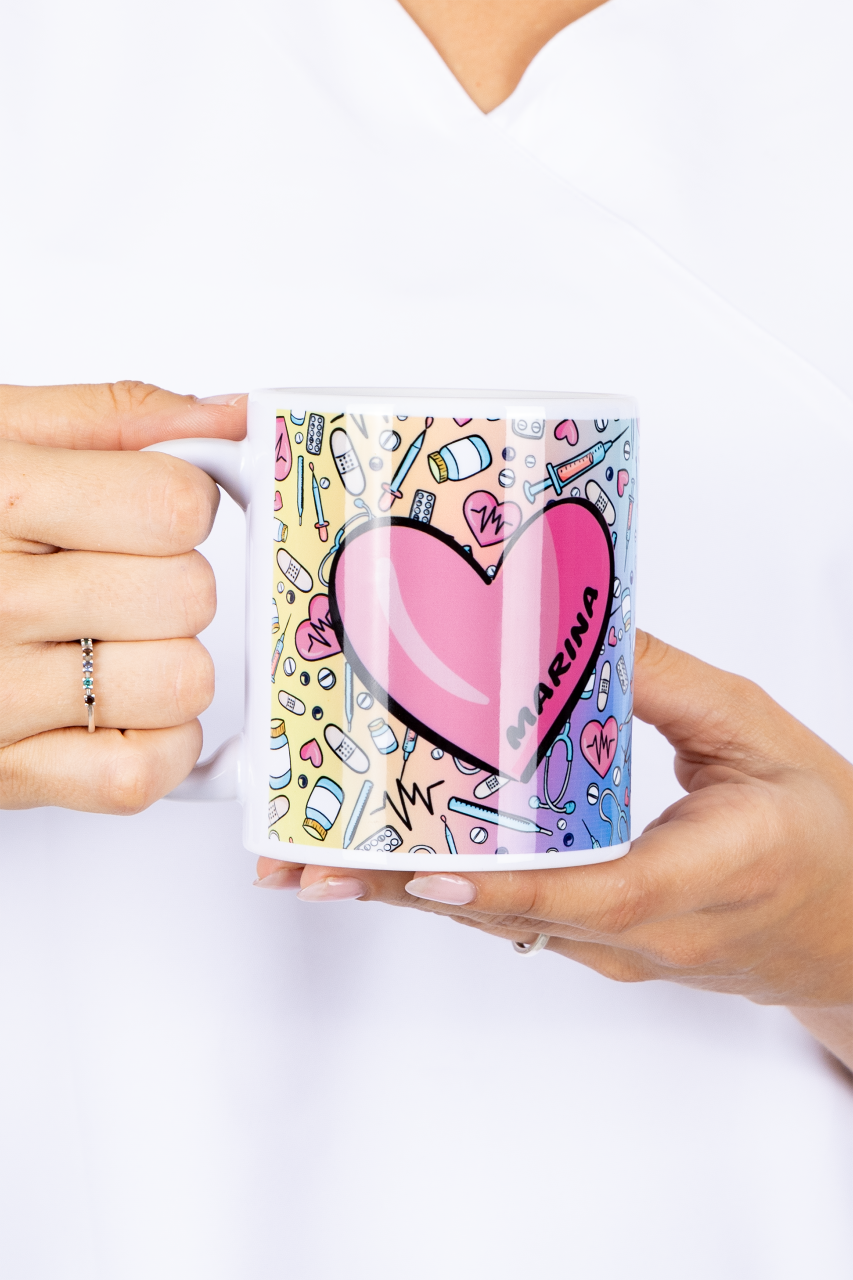 White ceramic mug - Colorful