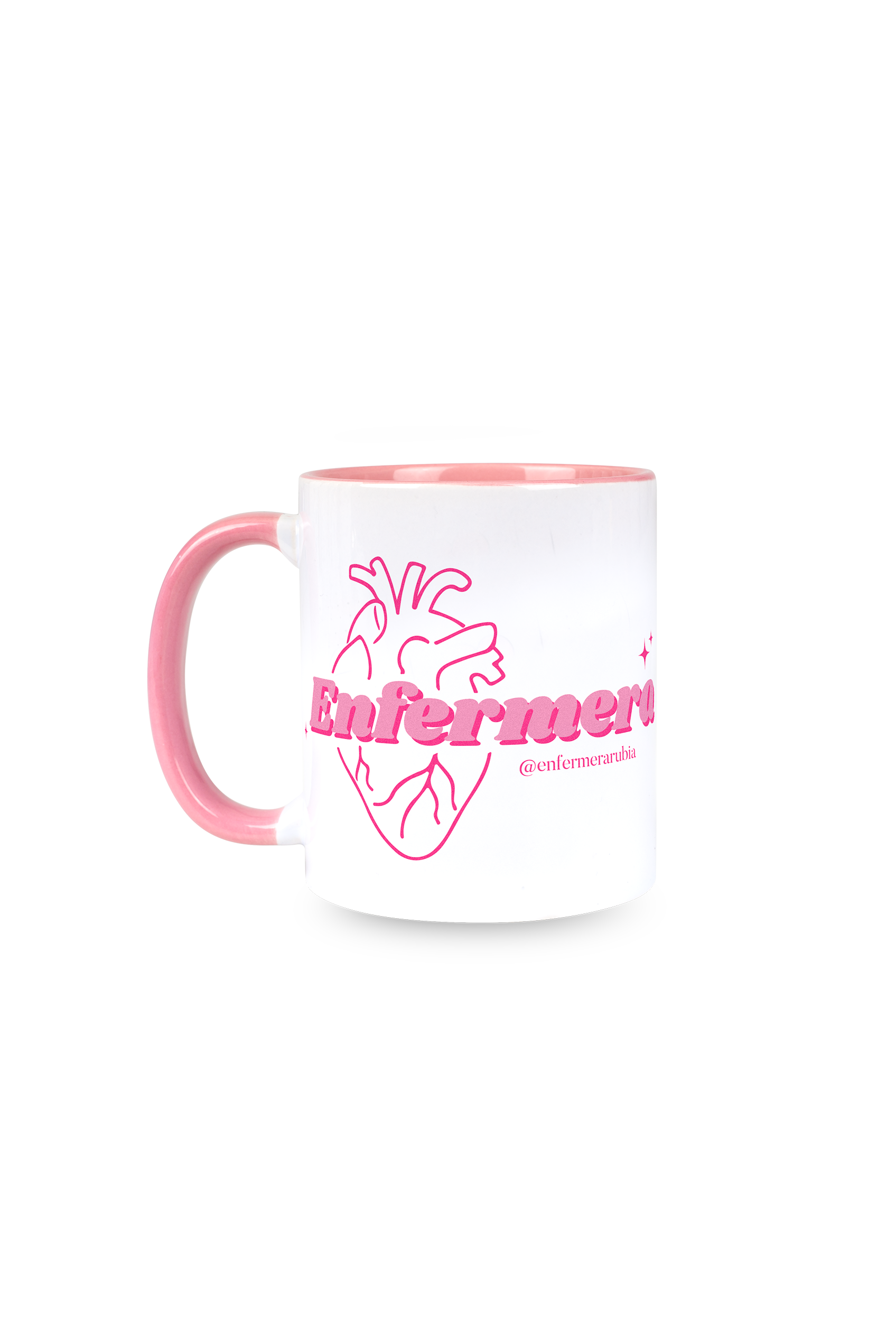 Personalized pink ceramic mug - @enfermerarubia-1