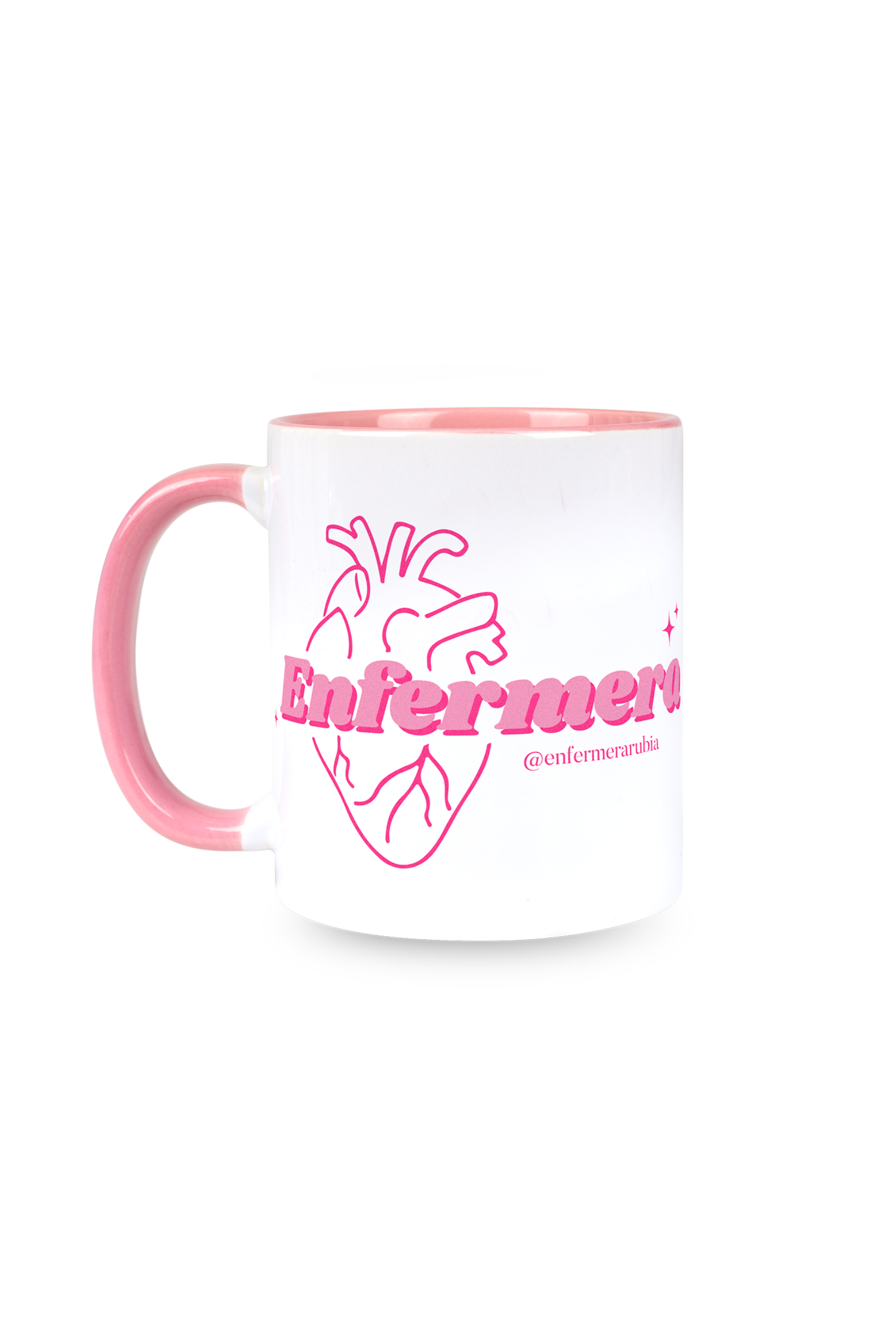 Caneca cerâmica personalizável rosa - @enfermerarubia