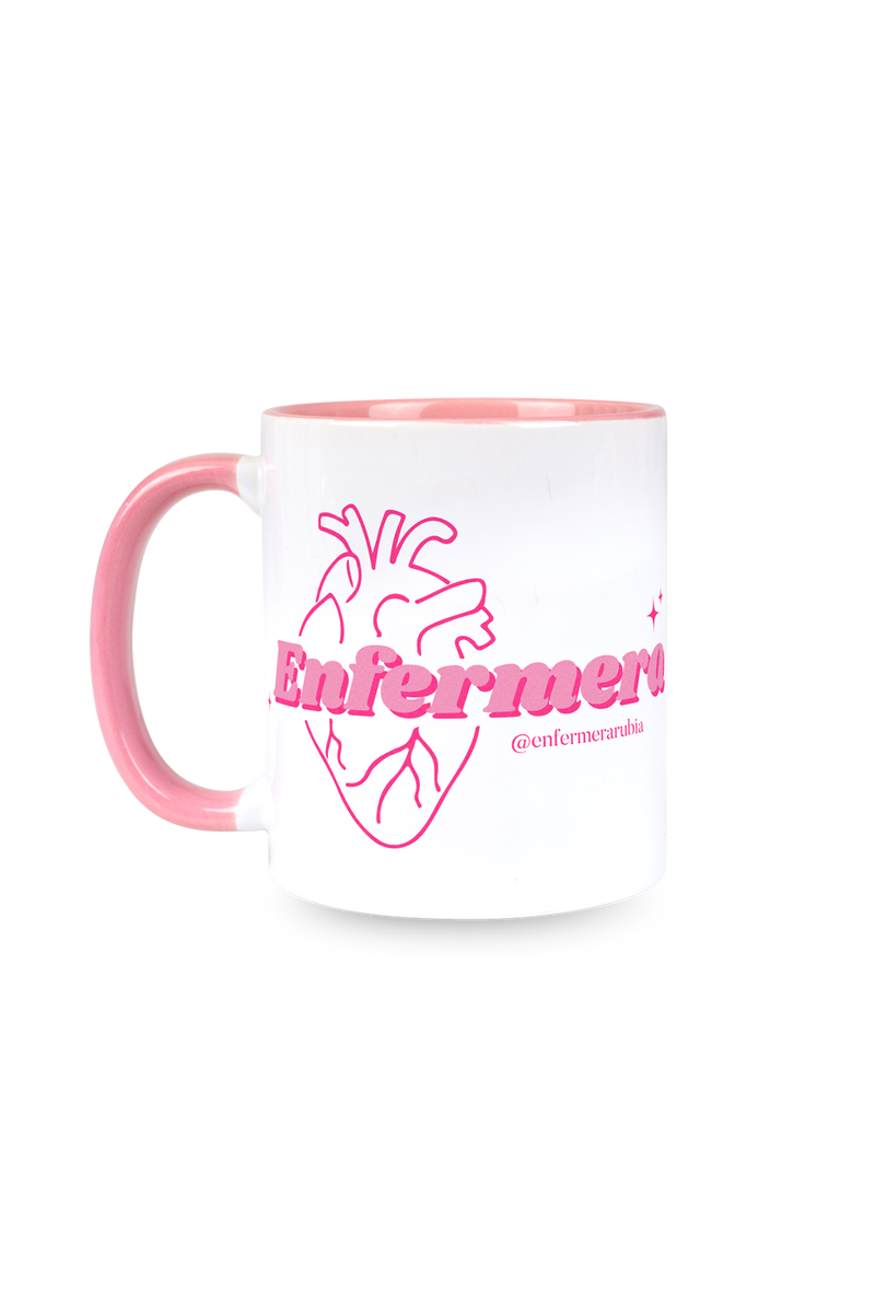 Caneca cerâmica personalizável rosa - @enfermerarubia-zoom-