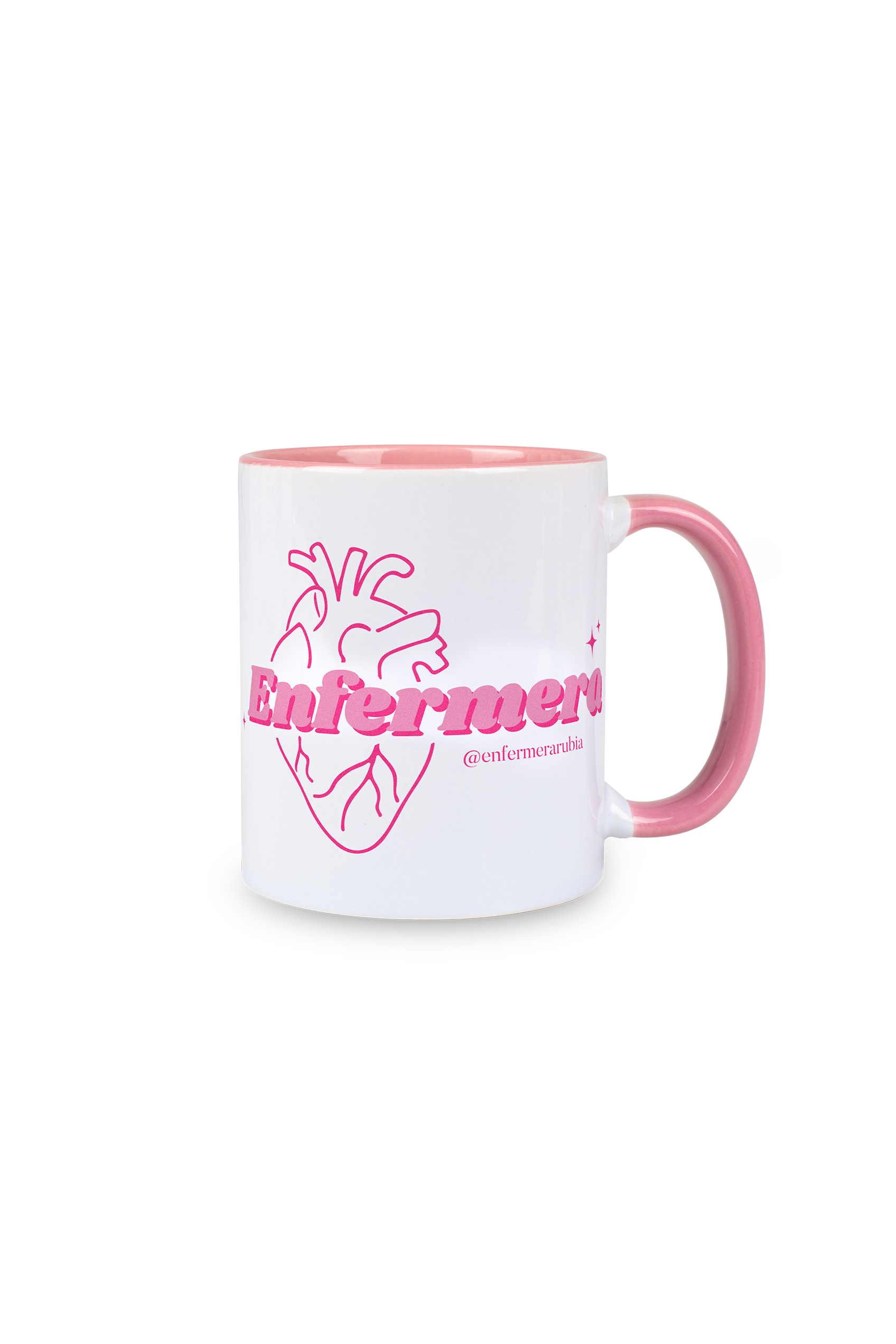 Personalized pink ceramic mug - @enfermerarubia-3