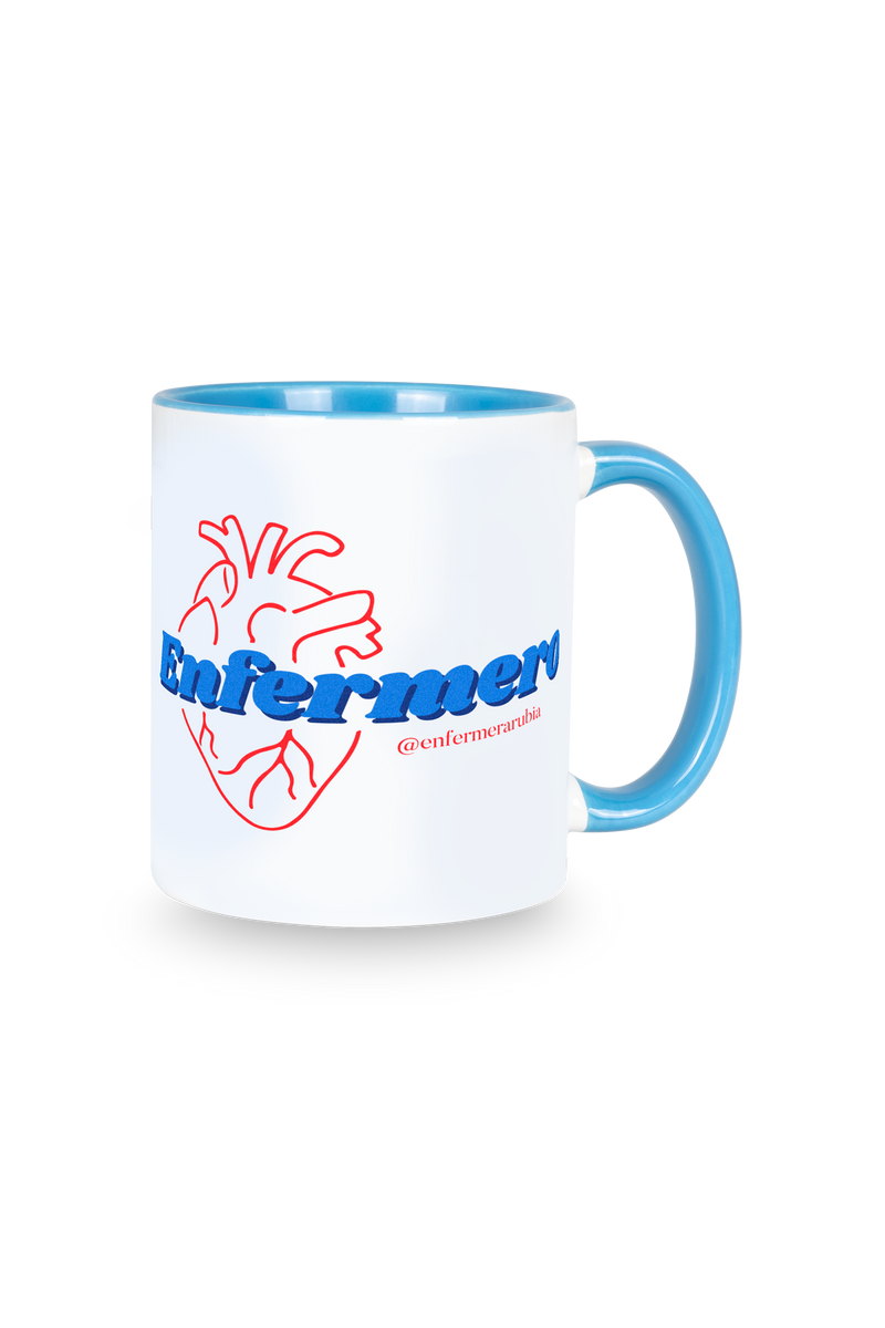 Light blue customizable ceramic mug - @enfermerarubia-zoom-