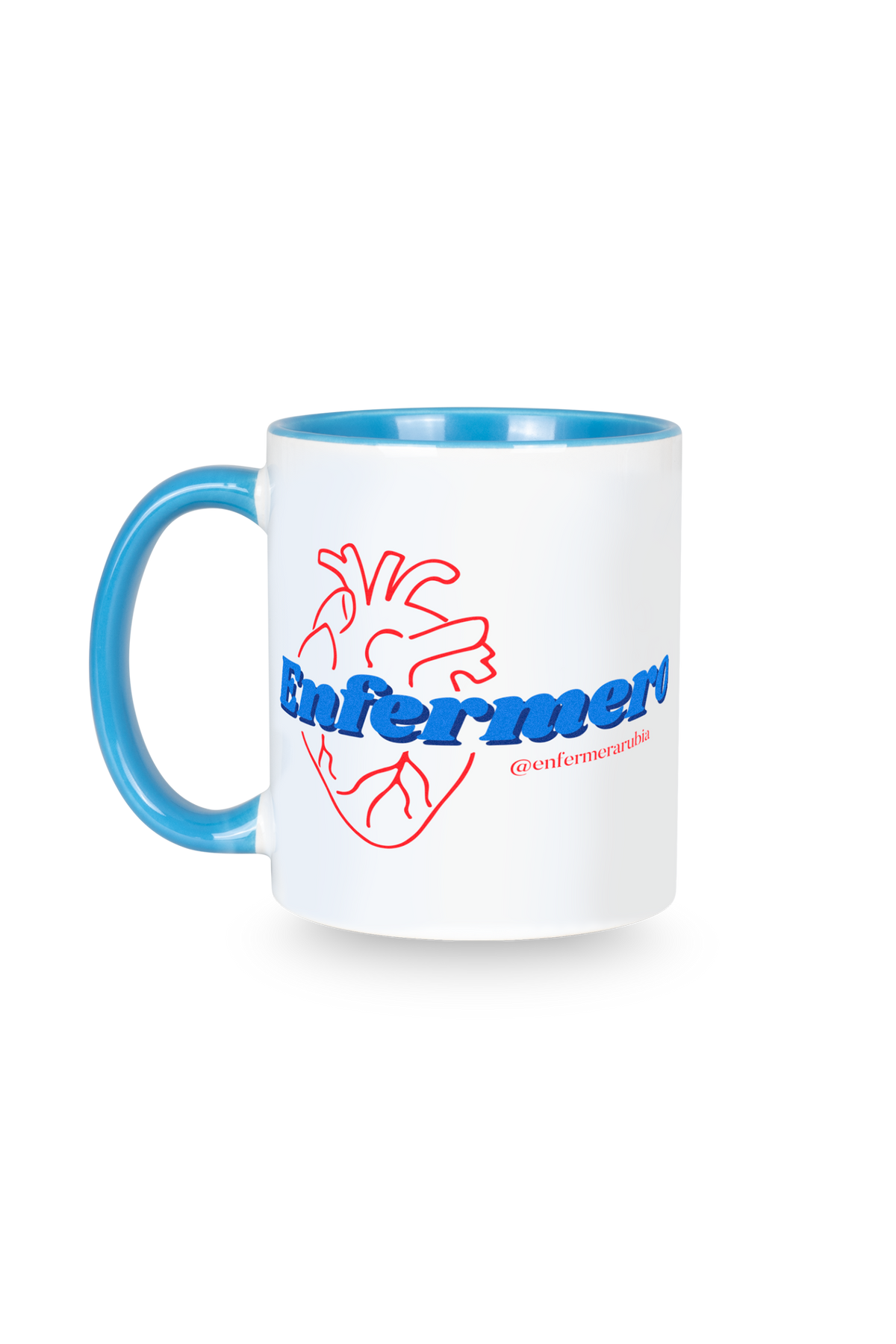 Caneca cerâmica personalizável azul clara - @enfermerarubia