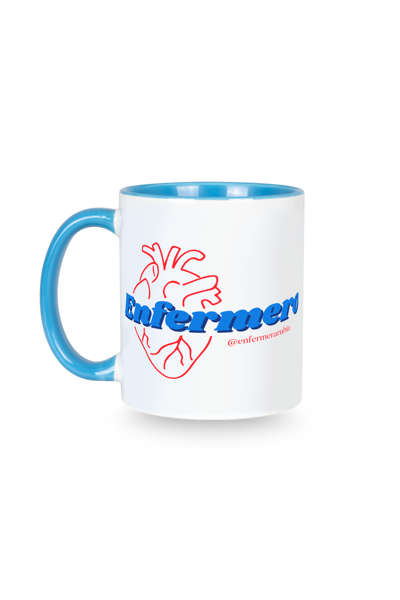 Caneca cerâmica personalizável azul clara - @enfermerarubia-zoom-