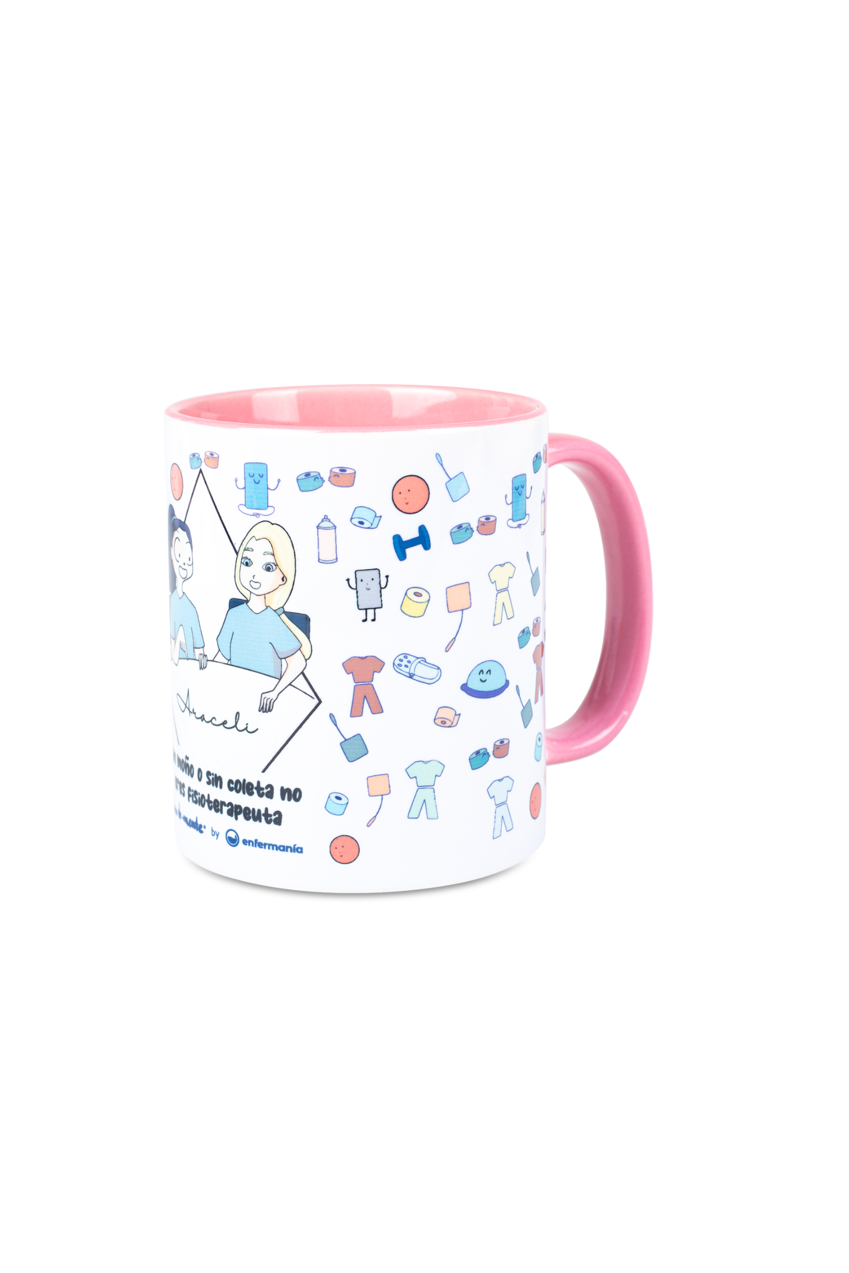 Caneca de cerâmica personalizável cor-de-rosa - És fisioterapeuta-zoom-1