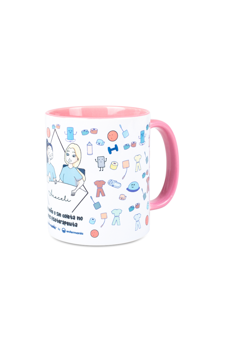 Caneca de cerâmica personalizável cor-de-rosa - És fisioterapeuta-zoom-